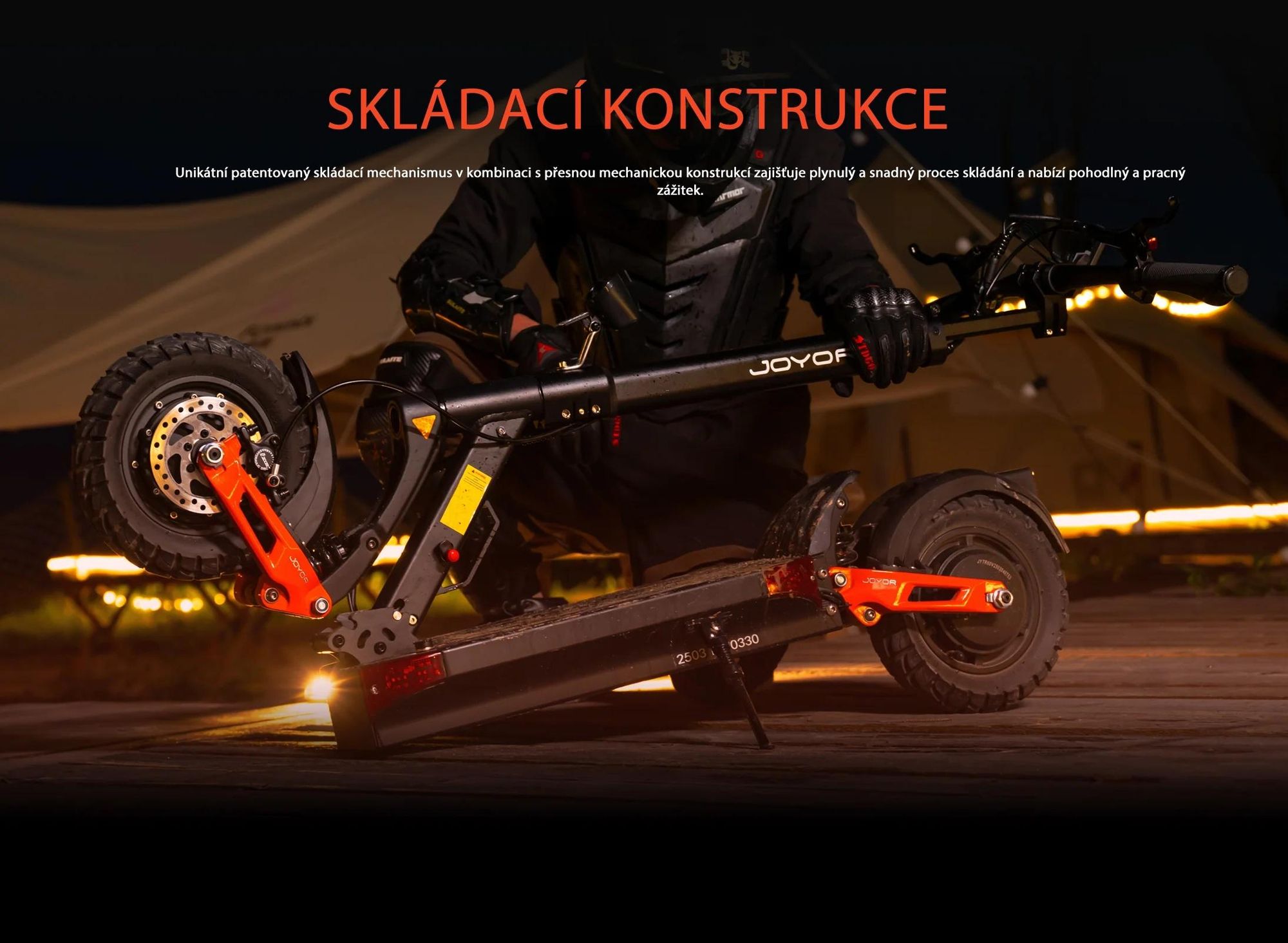 JOYOR T10 Skládací Elektrická koloběžka - 2×1000W Motor 60V18AH Baterie 10 Palcové Hydraulické Kotoučové Brzdy - Černá