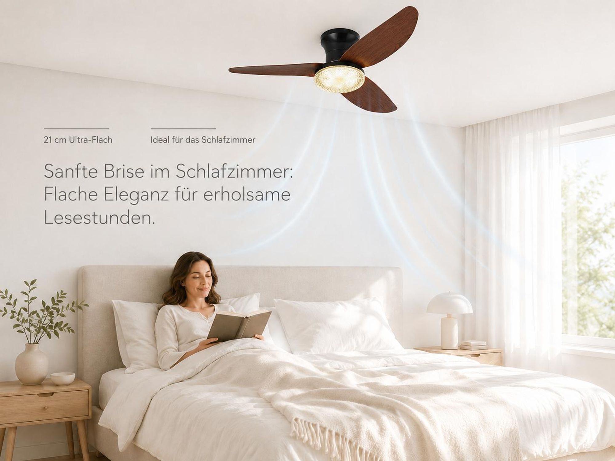 Deckenventilator mit Beleuchtung leise, Ø100cm DC Motor 6 Stufen, Smart APP & Fernbedienung, Dimmbar 3 Farben Umkehrbare Windrichtung Wohnzimmer Büro
