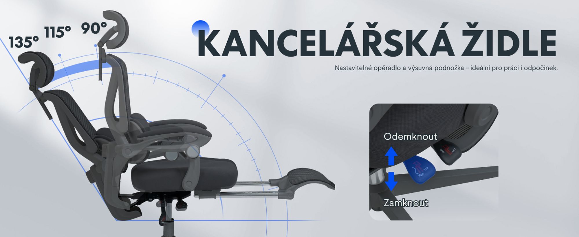 Ergonomická kancelářská židle FLEXISPOT s 3D opěrkou hlavy, nastavitelnou bederní opěrkou, funkcí houpání 90-135°, spojovacími područkami, podnožkou, 136 kg černá