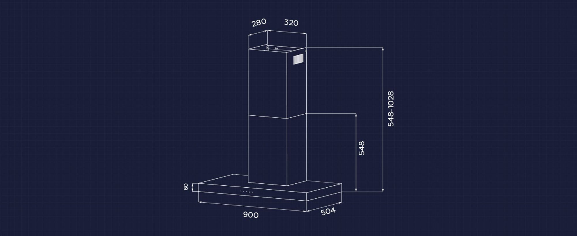 CIARRA A+++ 650 m³/h Dunstabzugshaube 90cm Wandhaube WIFI +APP & Touch Control Boost VMB9102