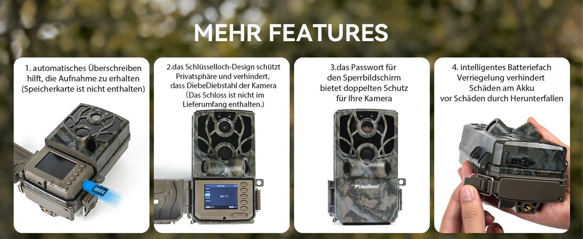 Wildkamera WLAN 4K 48MP mit 32GB Speicherkarte, Wildtierkamera mit Nachtsicht, IP66