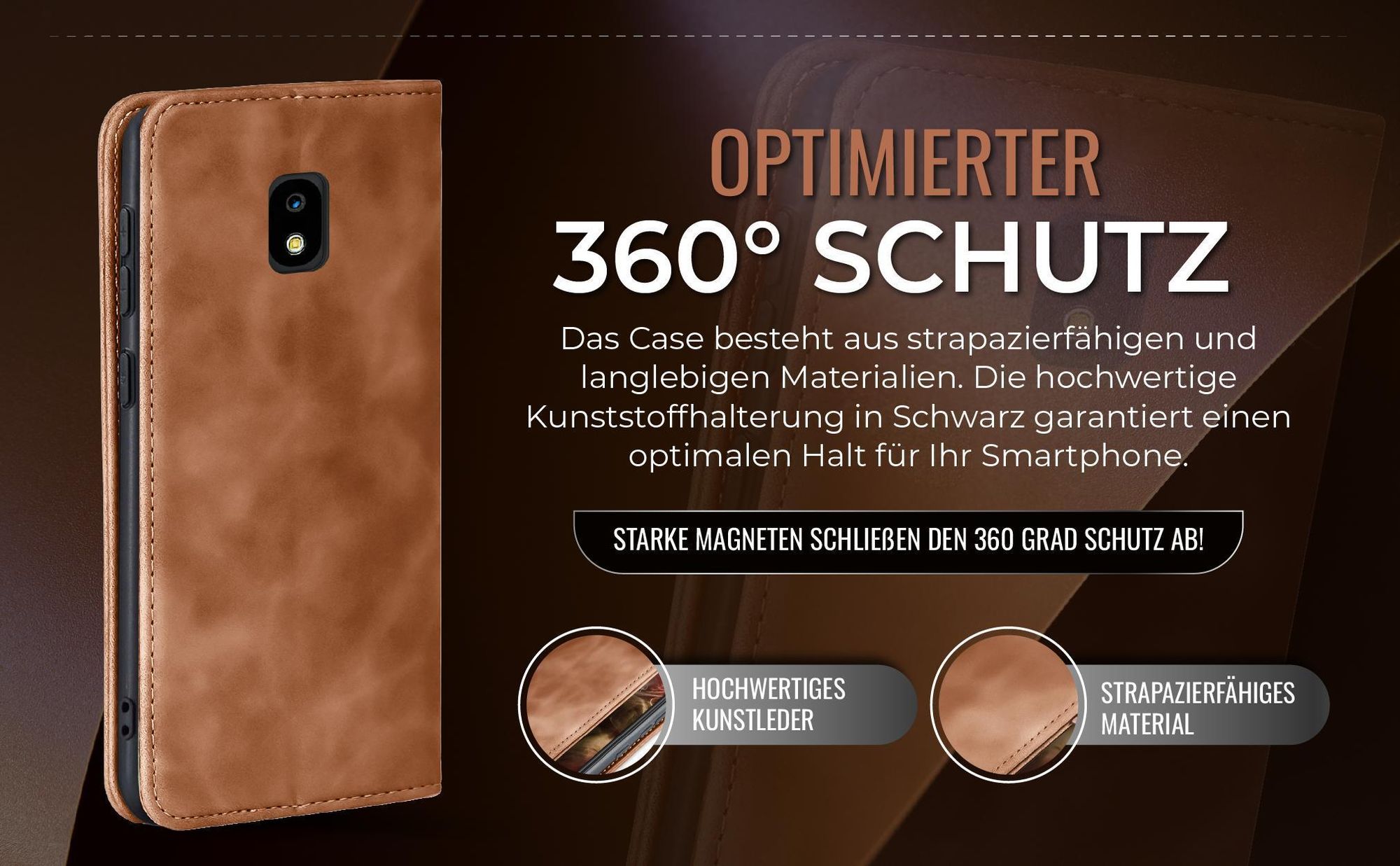 Hellbraune Handyhülle für Samsung Galaxy J3 2017 mit 360 Grad Schutz