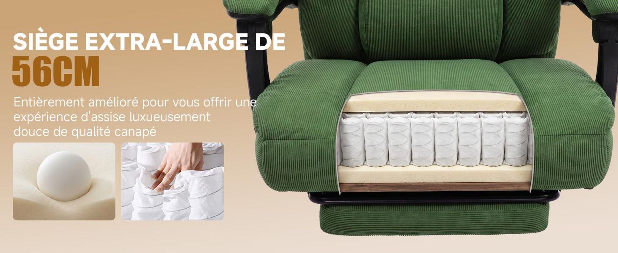 Chaise de gaming GTPLAYER, chaise de bureau ergonomique avec repose-pieds et support lombaire, fauteuil de bureau haut de gamme pour grandes personnes