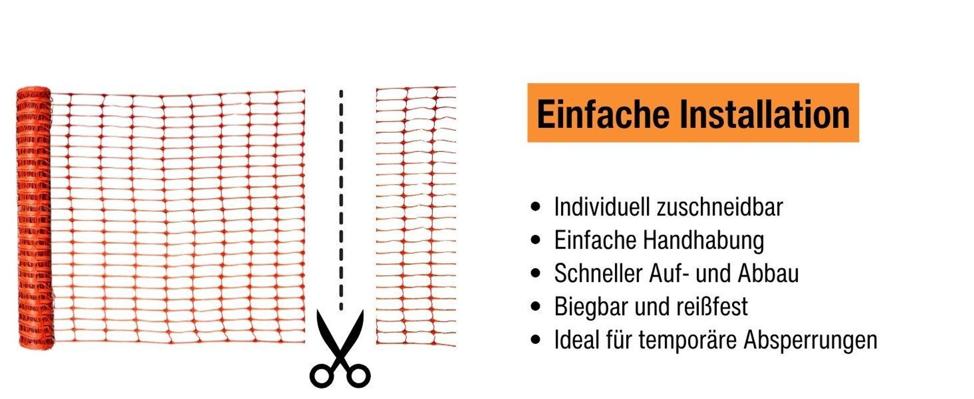 horizont Kunststoffzaun 50 m x 1 m - rot – Absperrzaun aus HDPE, flexibel für Garten, Camping und Baustellen