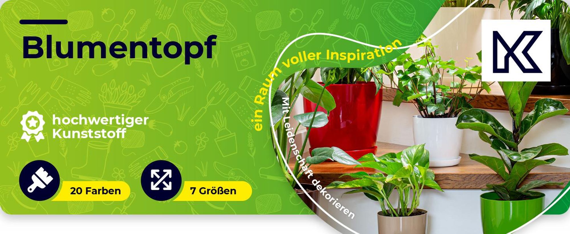 KADAX Blumentopf "Turi", Pflanzkübel mit Untersetzer, 20cm, Weiß