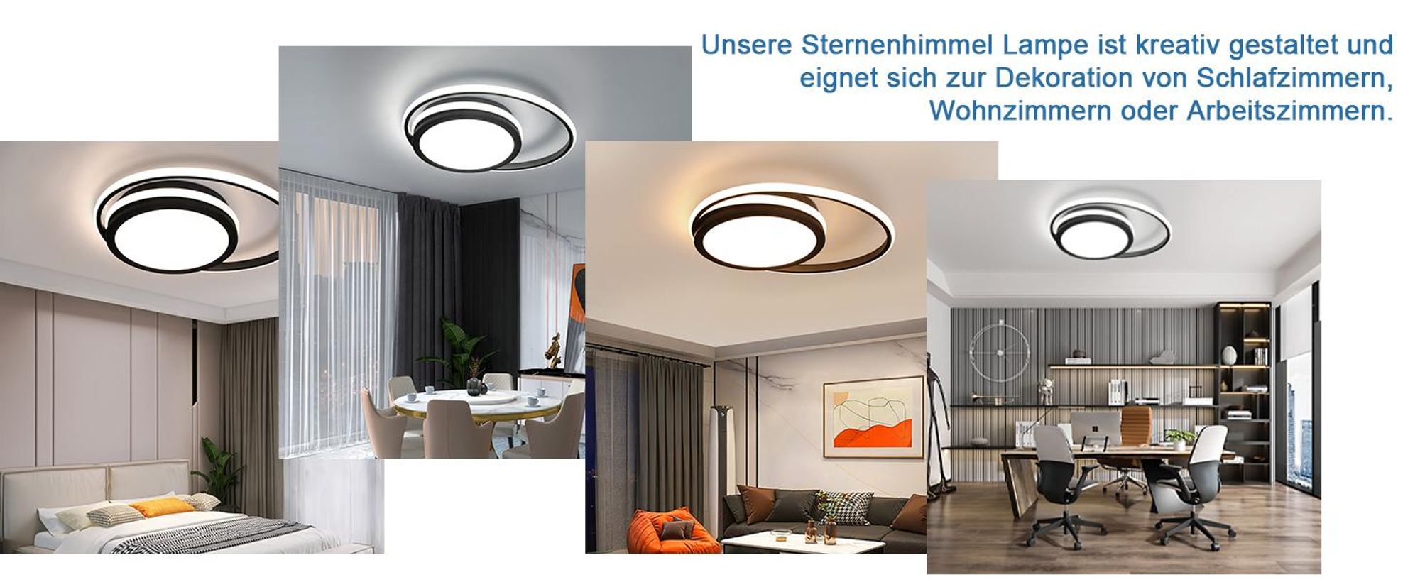 ZMH LED Deckenleuchte - Dimmbare Moderne Runde Küchenleuchte 56 W mit Sternenhimmel Design