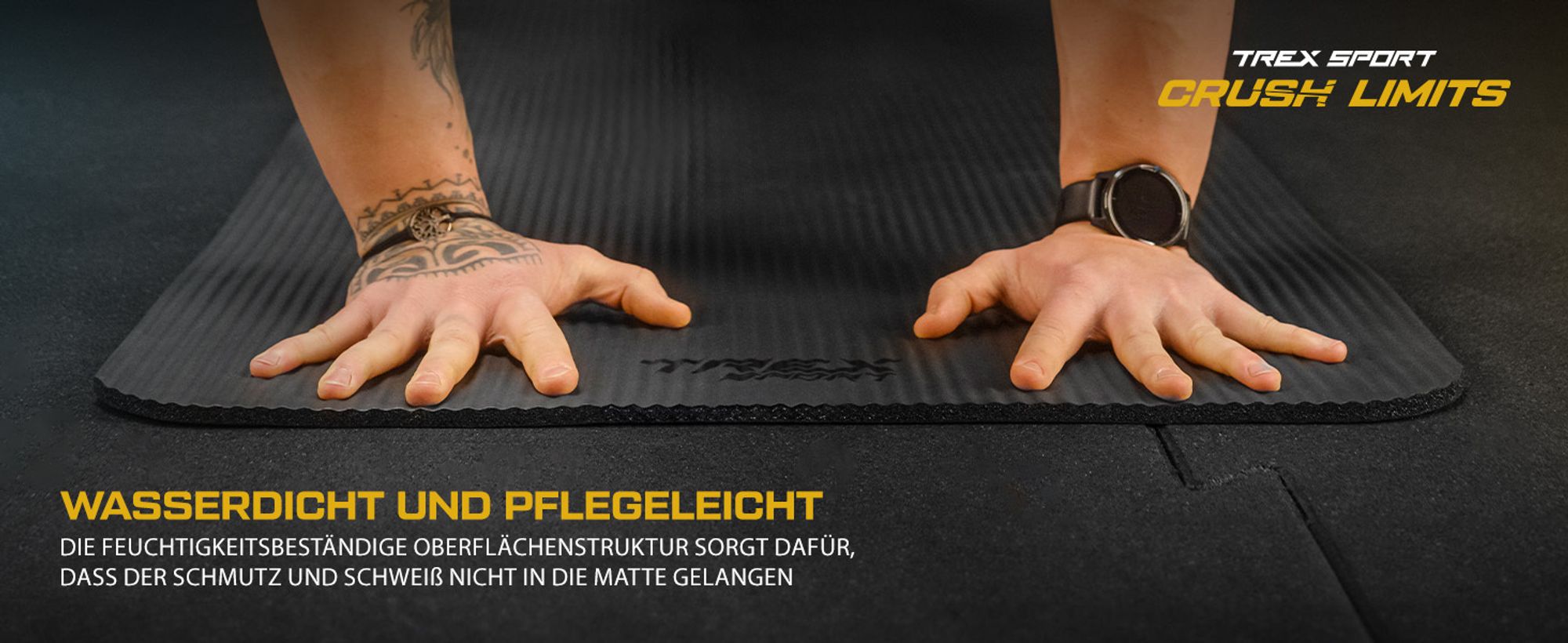 TREX SPORT Gymnastikmatte Fitnessmatte TX-018NGM | Yogamatte Pilates 180×60×1cm|Trainingsmatte rutschfest, wasserdicht, Tragegurt | Sportmatte schwarz