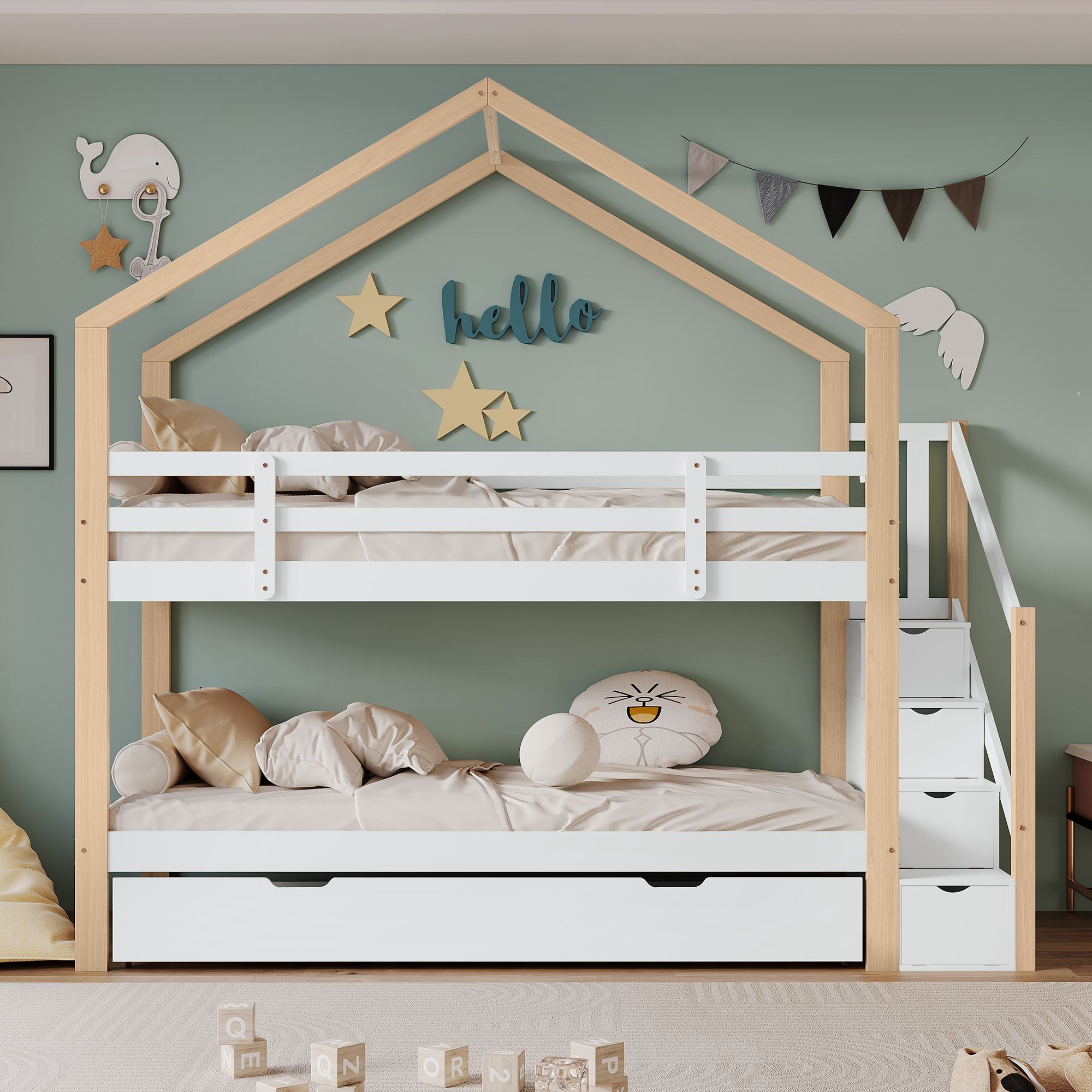 Kinderbett Hausbett mit Treppe