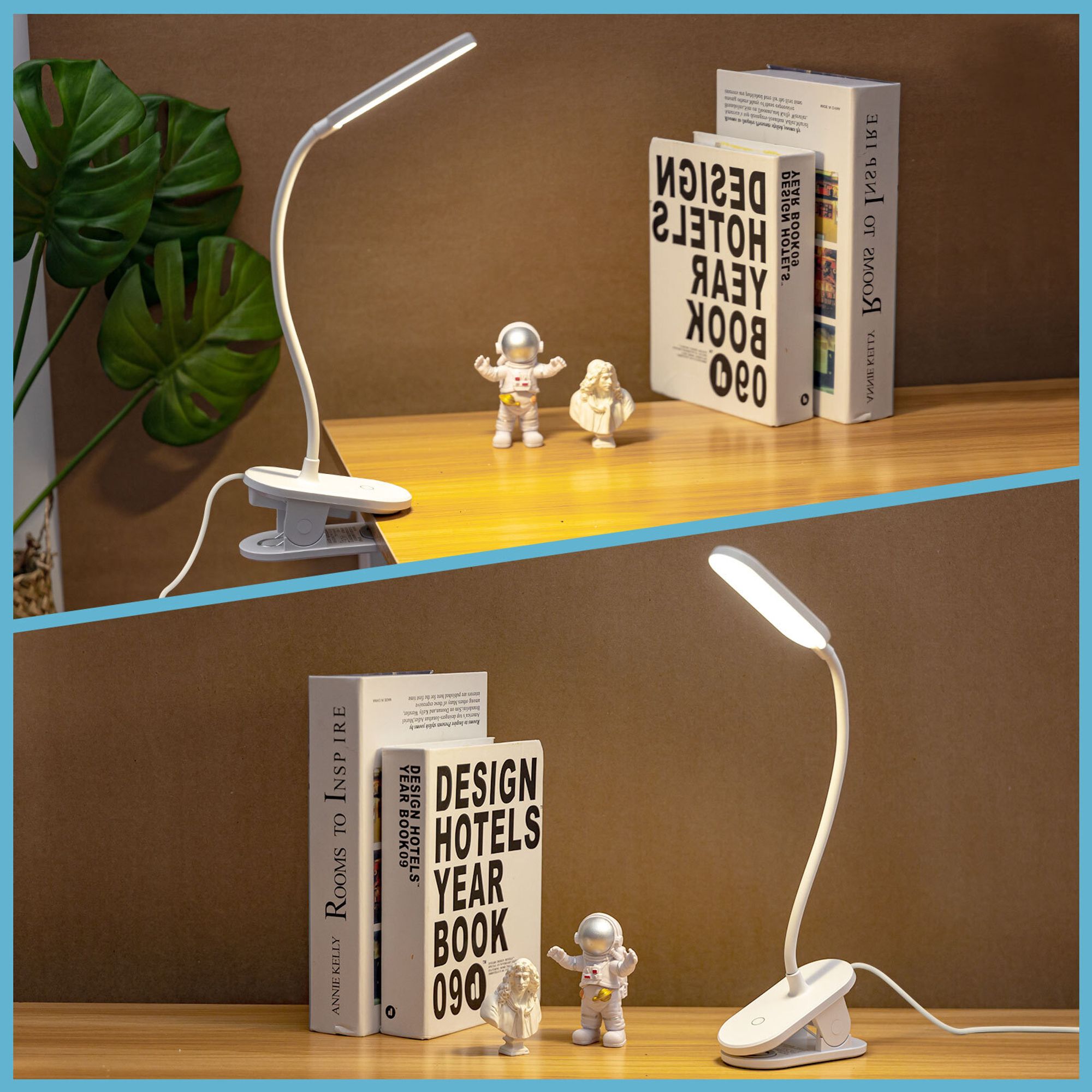 Aigostar LED Leselampe Bett,Touch-Dimmen Klemmlampe mit 360° Verstellbarem Flexiblem Arm,Schreibtischlampe mit 3 Helligkeitsmodi,4000K ,USB-Ladekabel
