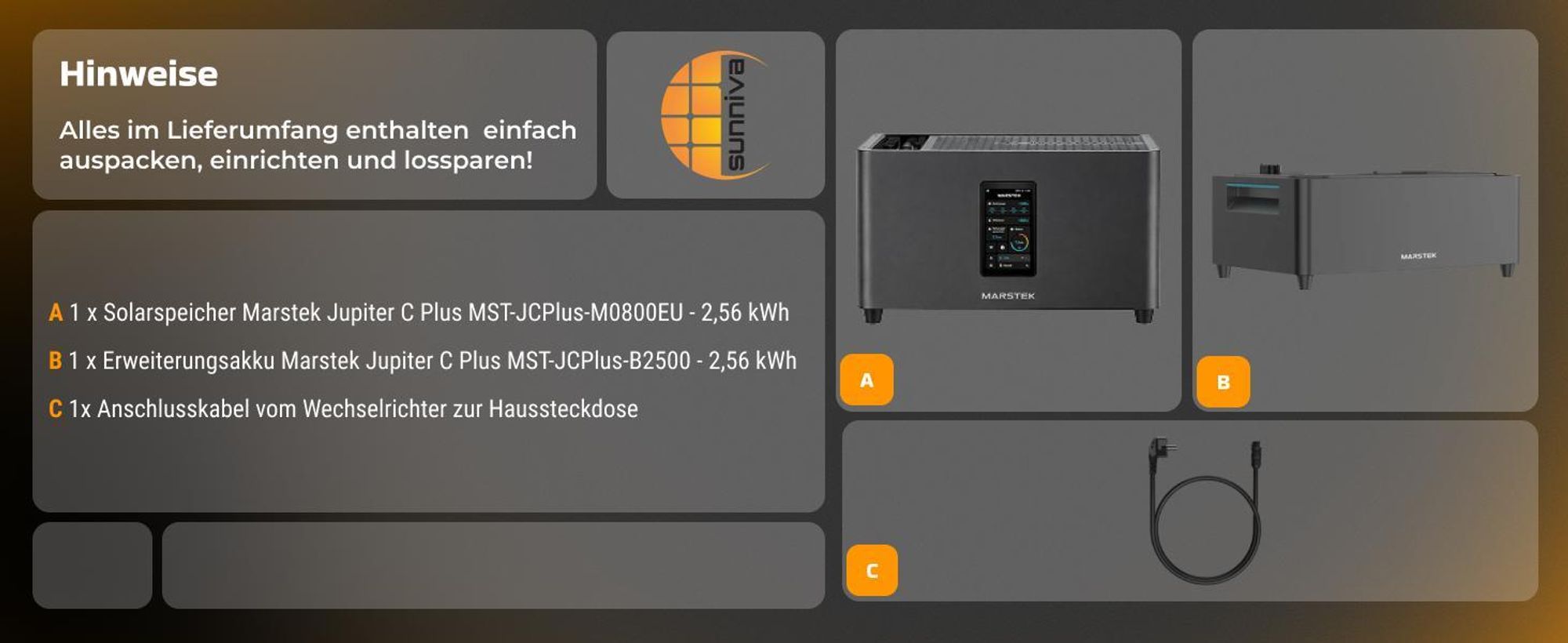 Speicher MARSTEK Jupiter C + Plus Solarspeicher 5,12-10,24 kWh LiFePO4 Solarakku für PV Systeme Balkonkraftwerk, IP65, 6000 Zyklen, WIFI und Bluetooth Batterie Option: 2 x Solarspeicher (5.12 kWh)