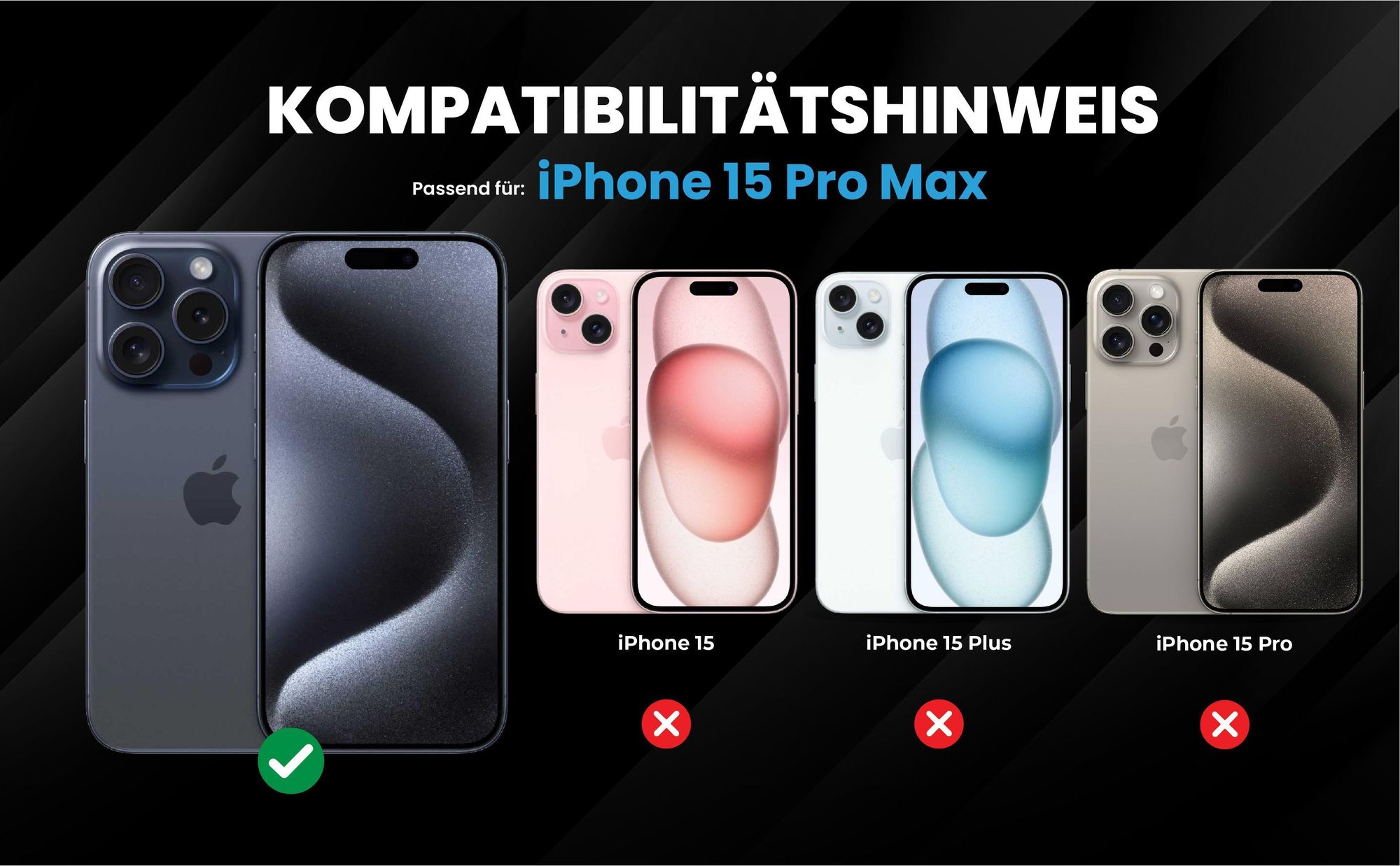 Kompatibilitätshinweise Hülle für Apple iPhone 15 Pro Max