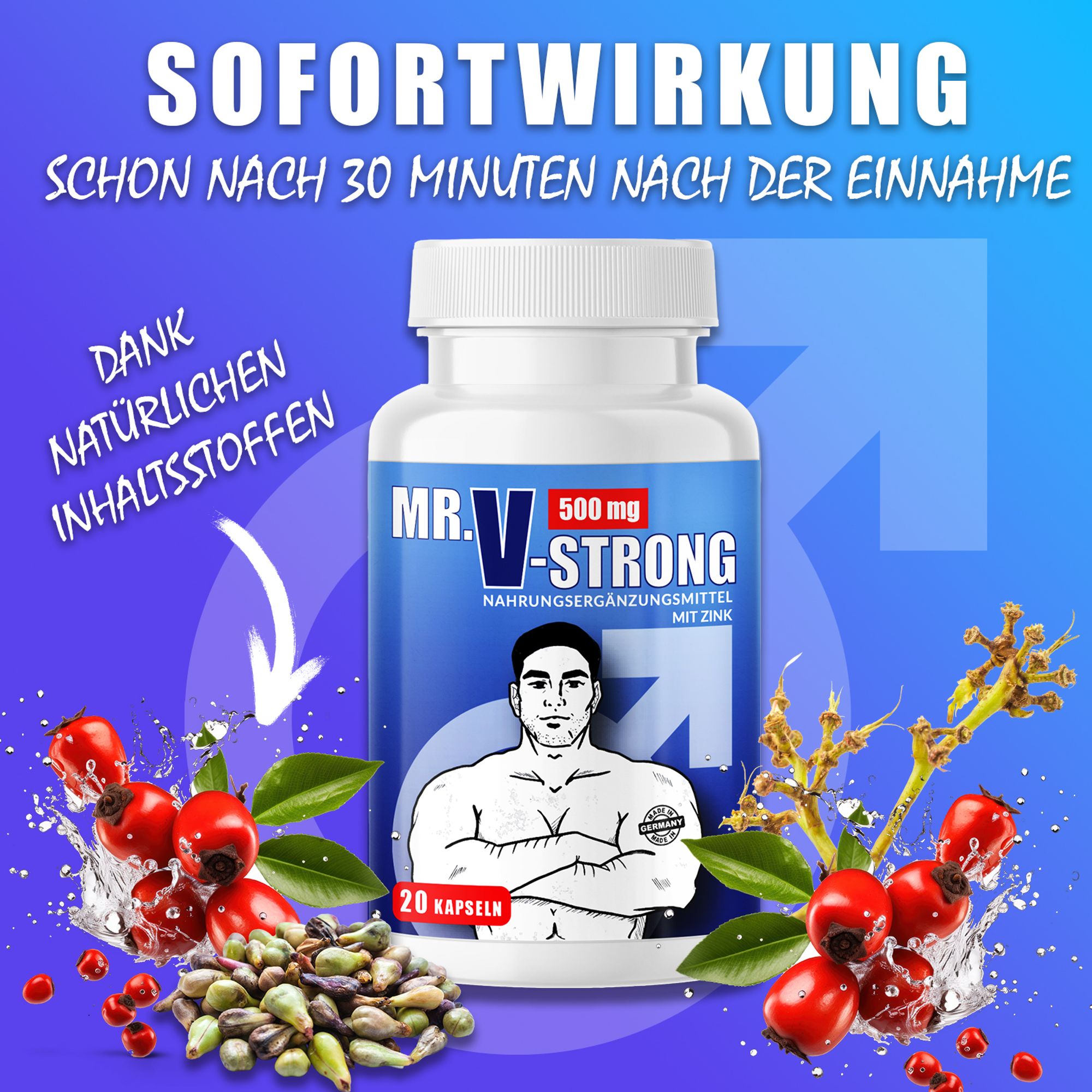 Saint Nutrition ® Mr. V Kapseln – für Männer – für den abenteuerlustigen Mann – mehr Spaß zu zweit – für Ihr Liebesleben – Potenz steigernd