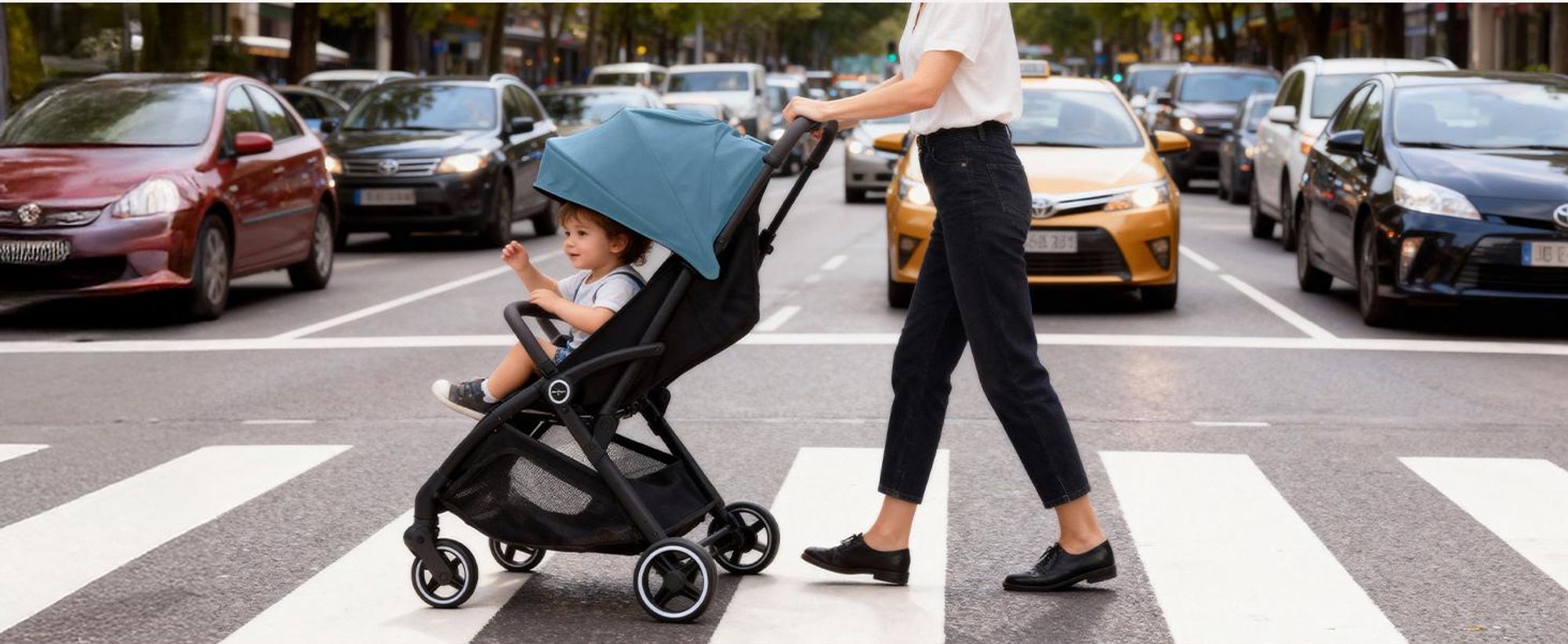 Sekey Kinder Buggy Reise Kinderwagen bis 22 kg verstellbare Rückenlehne, Regenschutz und Sichtfenster, Einhand-Faltmechanismus, Schwarz und Blau