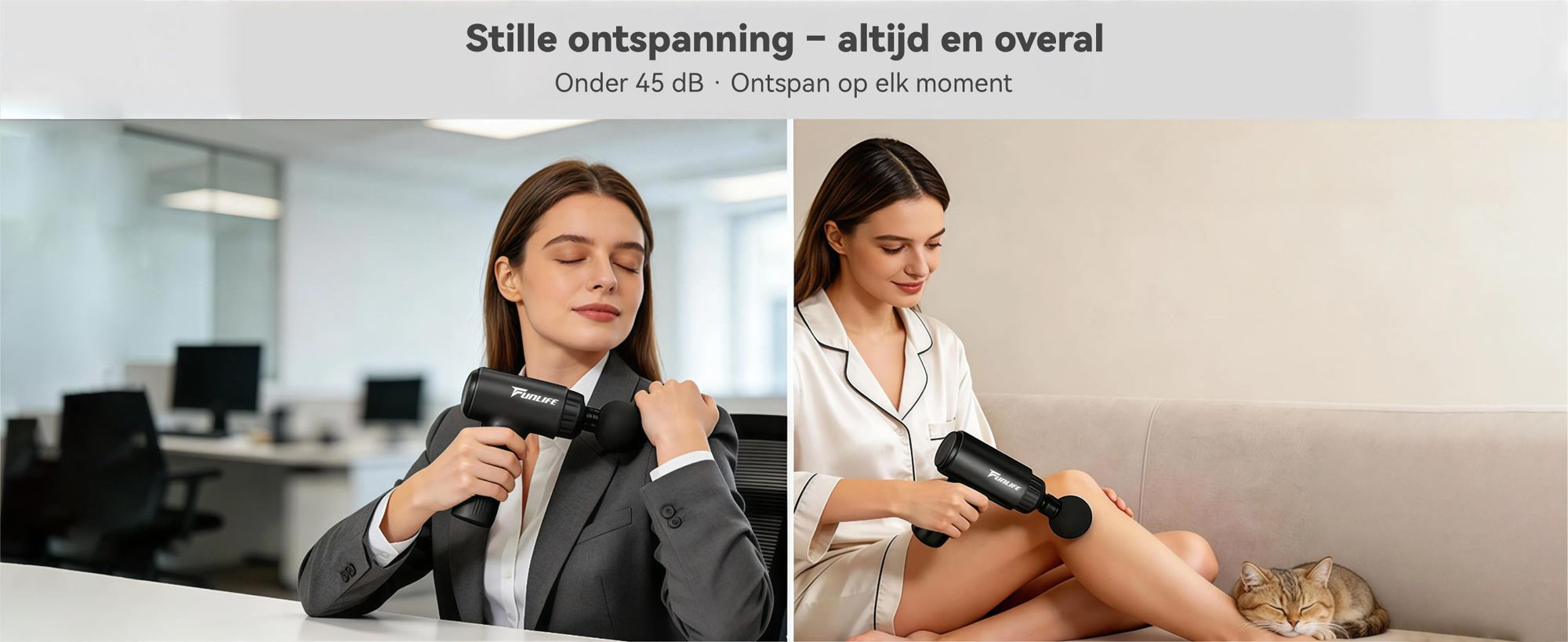 FunLife M2 Mini massagepistool & fasciepistool, 12 mm dieptegang, 6 standen, 4 massagekoppen, USB-C, stil (<45 dB), slechts 0,5 kg, mintgroen