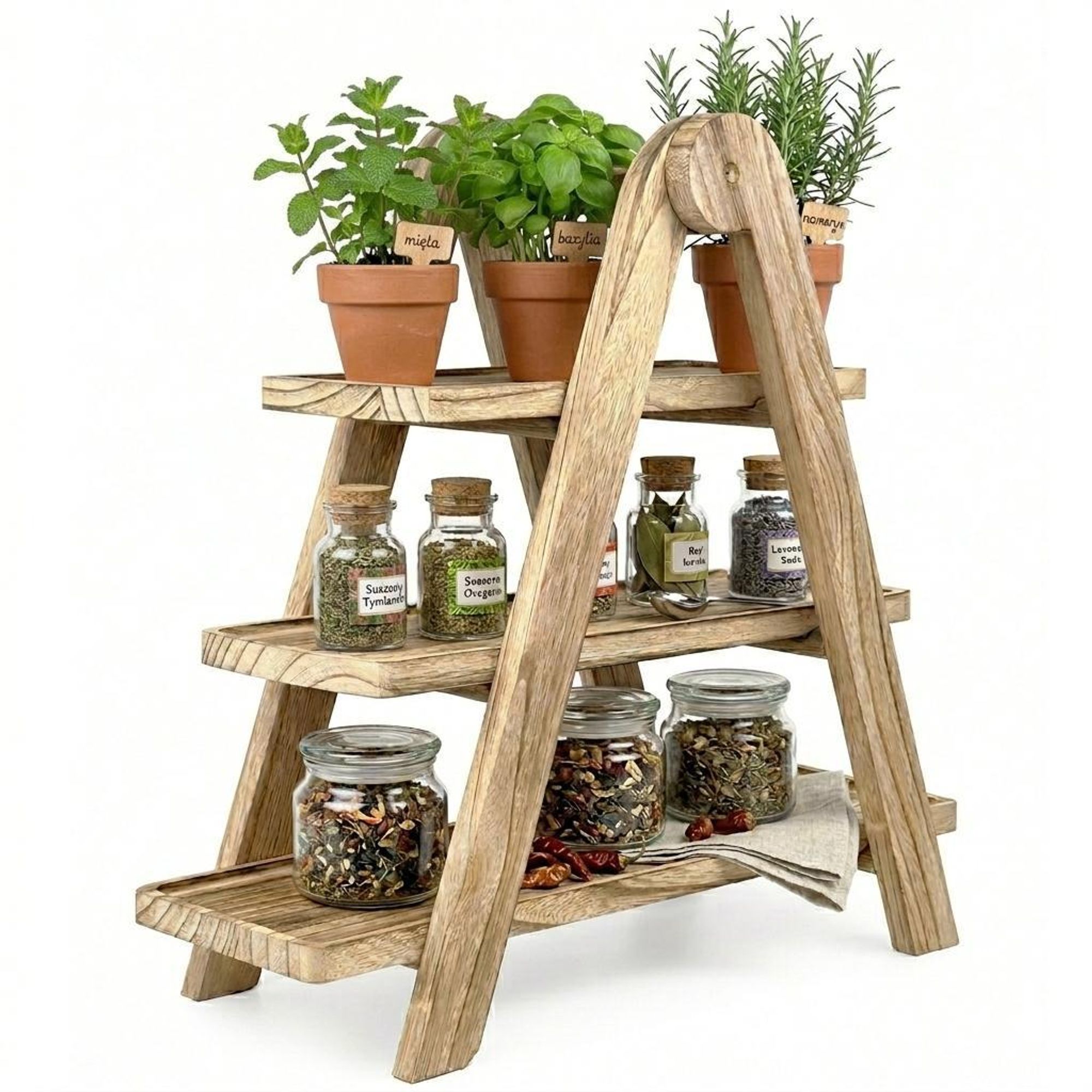 WELLHAUS 3-stufige Etagere Holz Servierplatte Snackständer