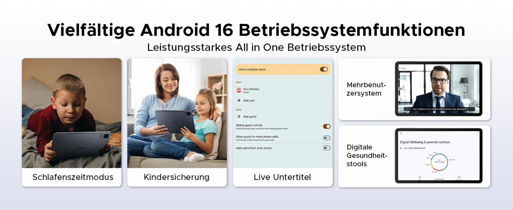 DOOGEE U12 Tablet - Android 16, 12 Zoll, 24GB(6+18)+128GB (bis 2TB erweiterbar), 90Hz, 9000mAh/18W,Octa Core T616,8MP+13MP Kamera,Widevine L1