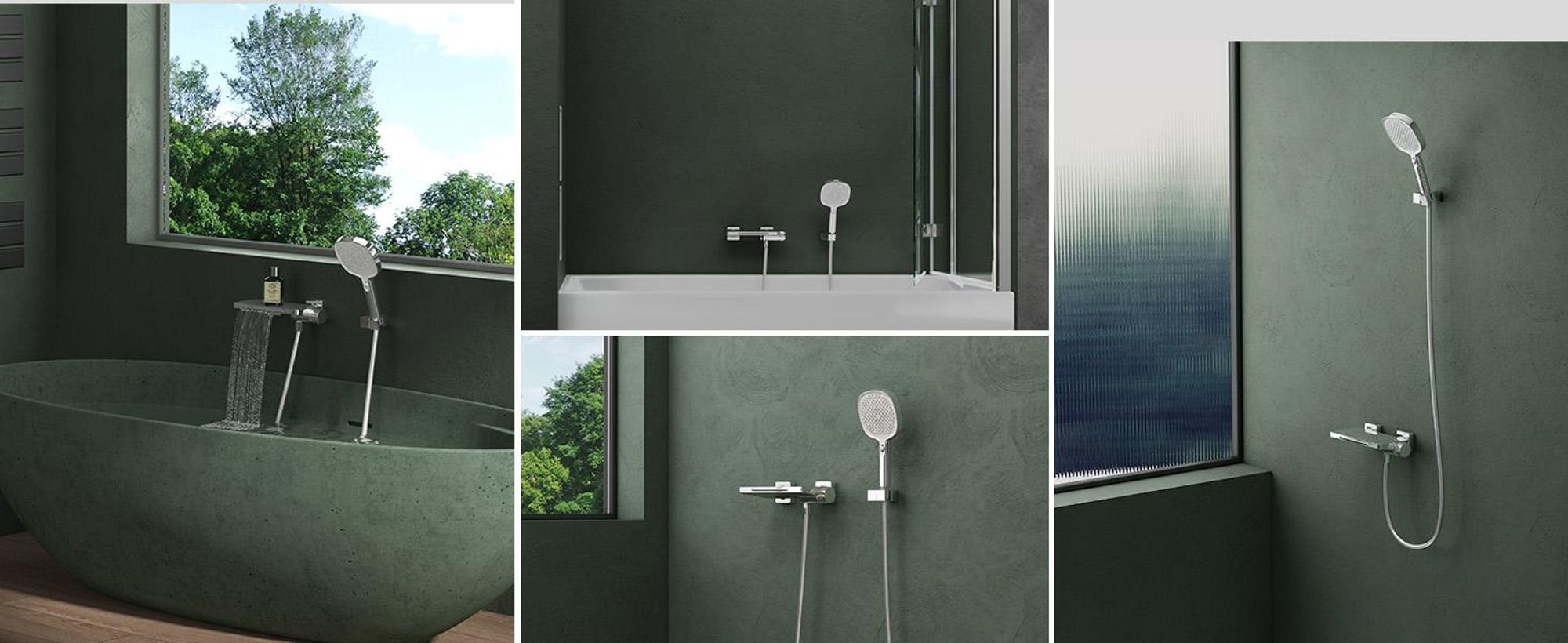 Mai & Mai Badewannenarmatur mit Handbrause Wasserfall Wannenarmatur 4 Strahlarten Wandarmatur für Badewanne aus Messing Silber DSN-403