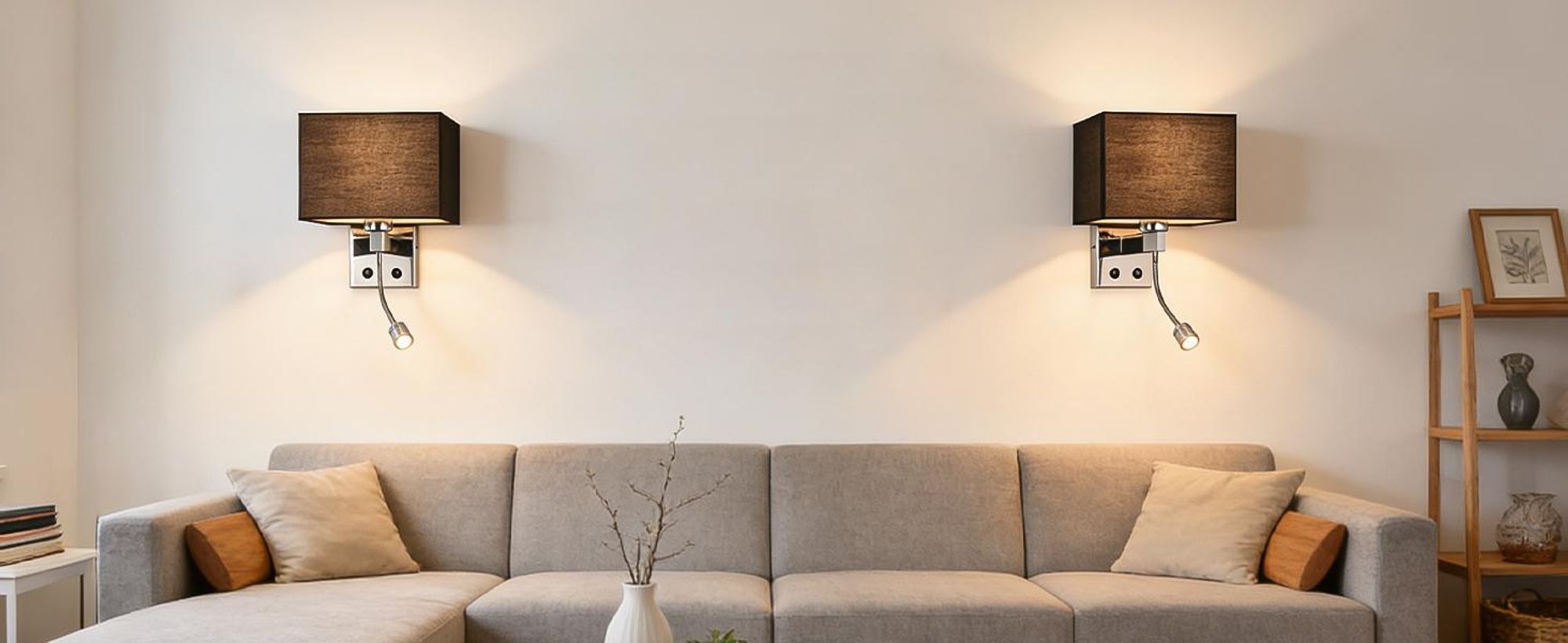 ZMH Applique da interno per camera da letto, lampada da parete, applique, nero, LED, orientabile a 360°, lampada da lettura, paralume in tessuto, attacco E27, illuminazione con interruttore, per hotel e corridoi