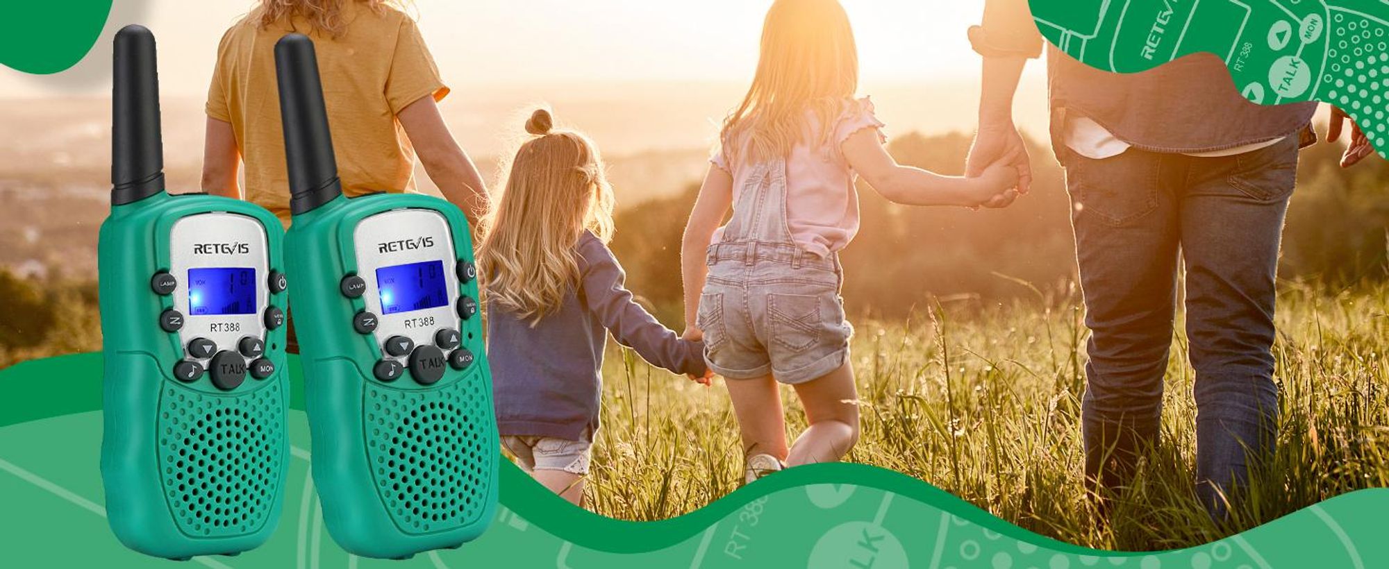 Retevis RT388 Walkie Talkie Kinder, Tastensperrer, sicheres Funkgerät, 8 Kanäle, Reichweite, Geschenke Spielzeug für Jungen Mädchen, Abenteuer Camping