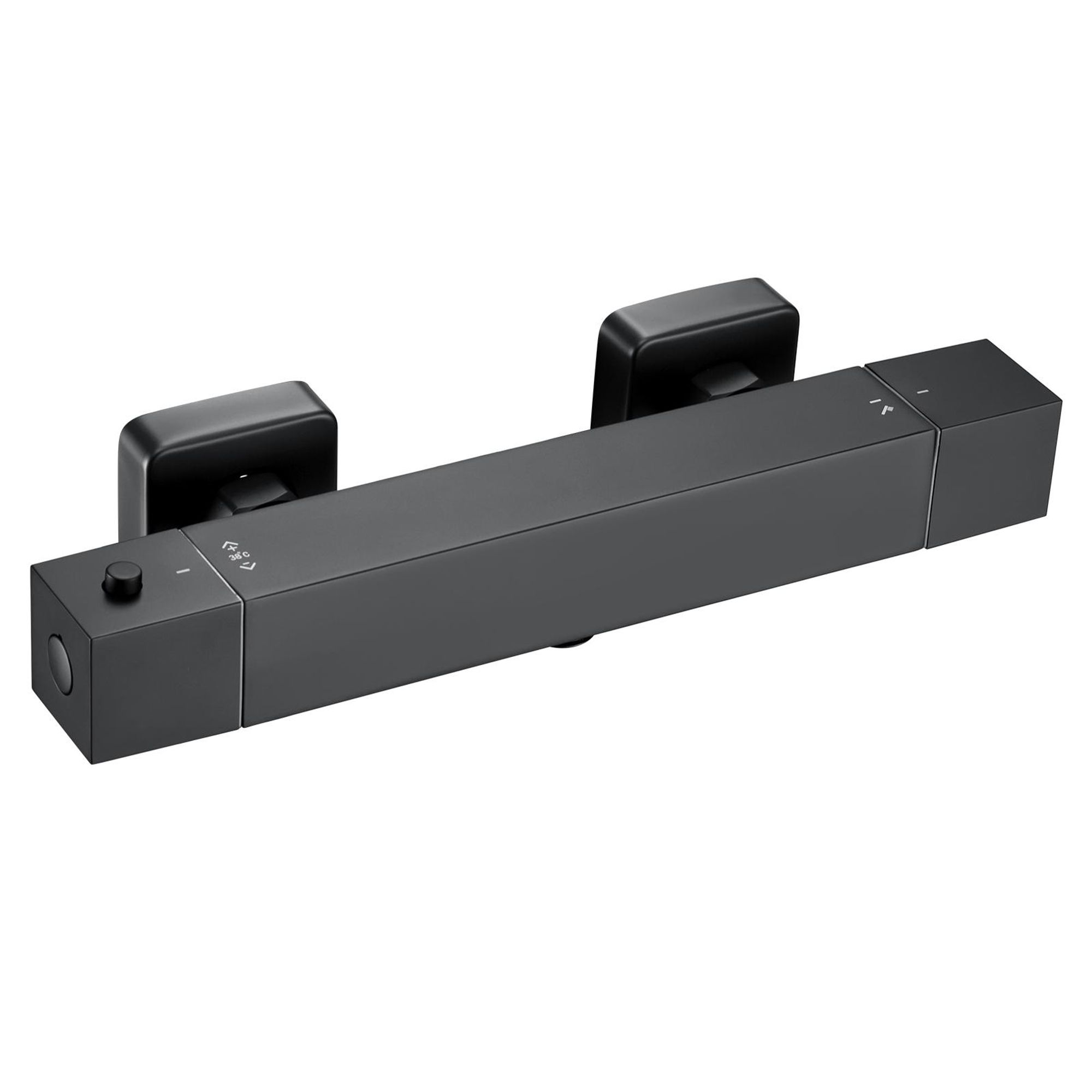 Auralum Duschthermostat, Quadratische Thermostatarma Schwa, Aufputz Duschthermostat mit 38 °C Sicherheitssperre, Thermostatische Duscharmatur