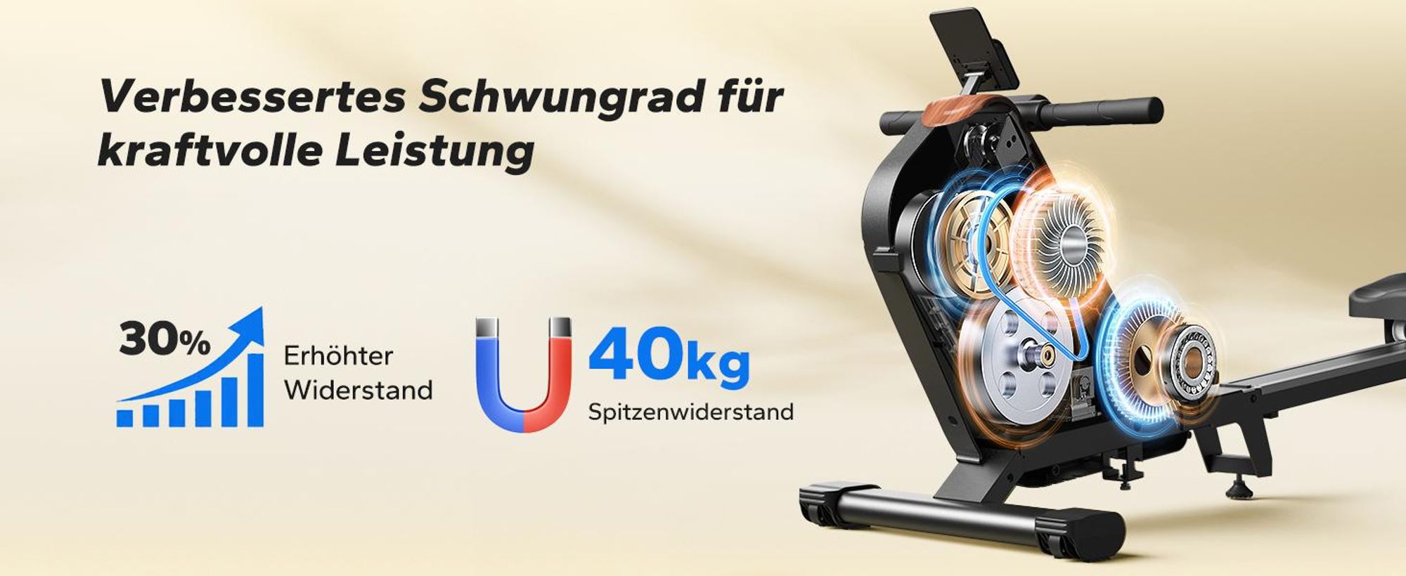 MERACH klappbares Rudergerät für Zuhause – leise magnetisch, 16 Stufen, LCD-Display, Bluetooth & Kinomap, Tablet- & Flaschenhalter, bis 158 kg