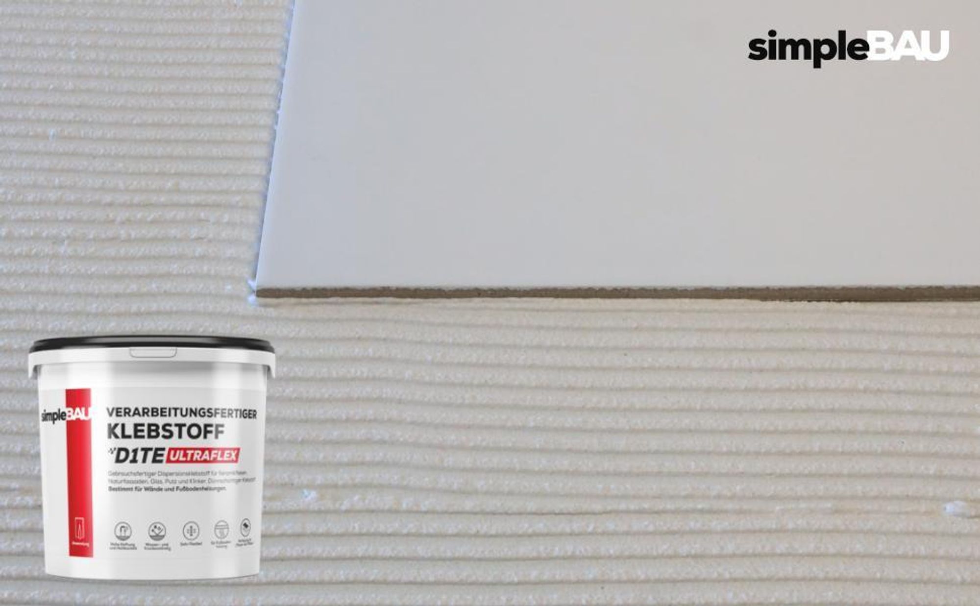SimpleBau Fertigfliesenkleber 7KG Universal Kleber für Gipskartonplatten + 1L Grundierung Osb,Kleber für schwierige Untergründe Kleber