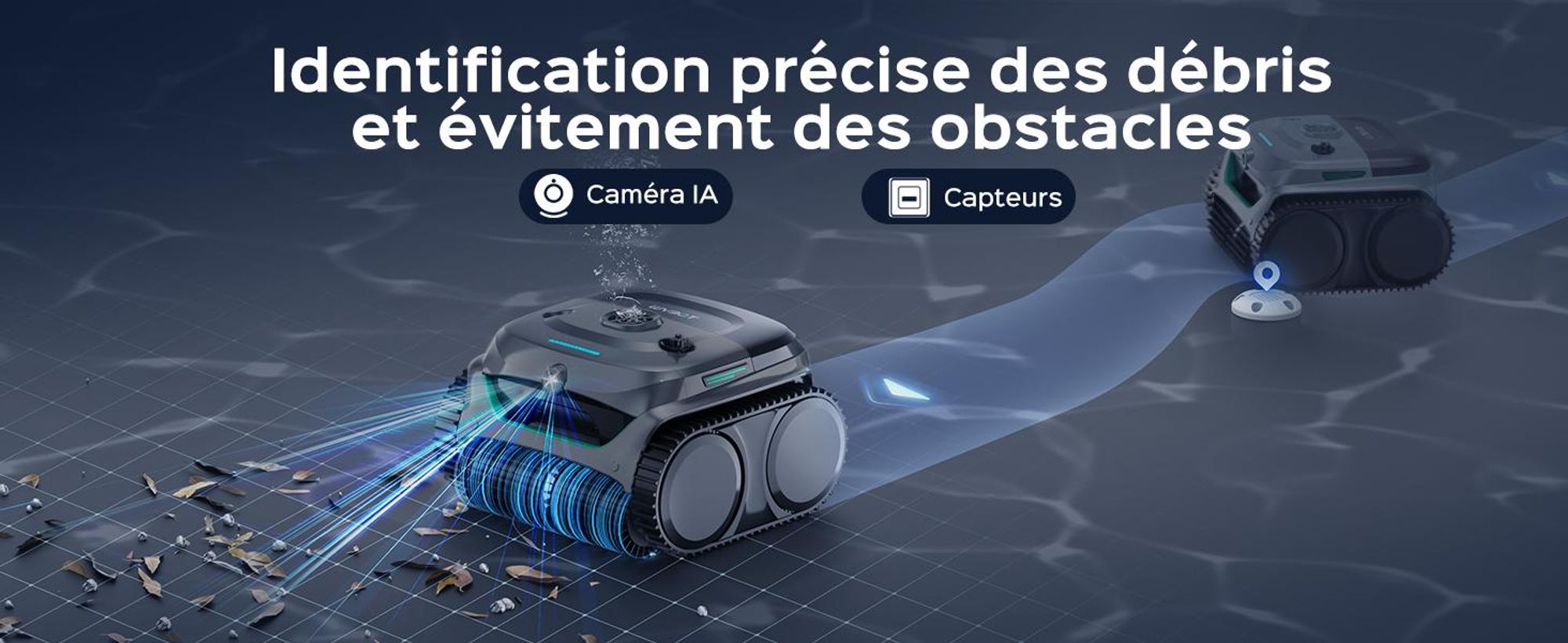 Robot de piscine sans fil WYBOT C2 Vision - Smart Vision Nav, autonomie de 180 minutes,via application, IPX8