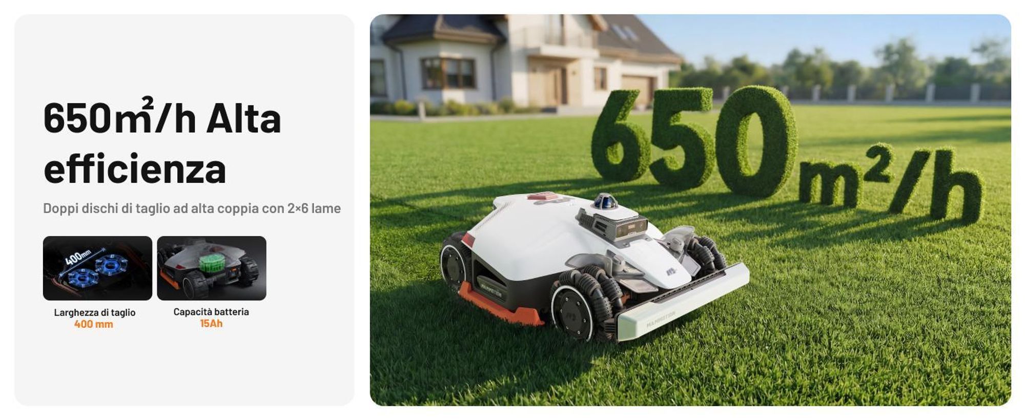 Robot tosaerba Mammotion LUBA 3 AWD 5000 con garage, senza cavo perimetrale, fino a 5000m², trazione integrale, mappatura auto,pendenza 80%, 4G, APP