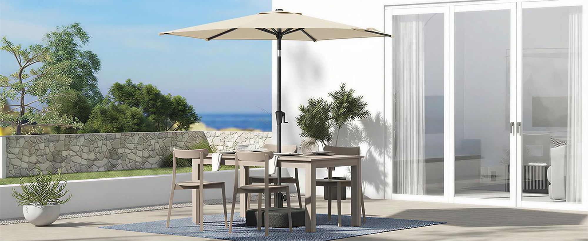 SONGMICS Sonnenschirm Ø270 cm UPF 50+ beidseitig um 30° knickbar