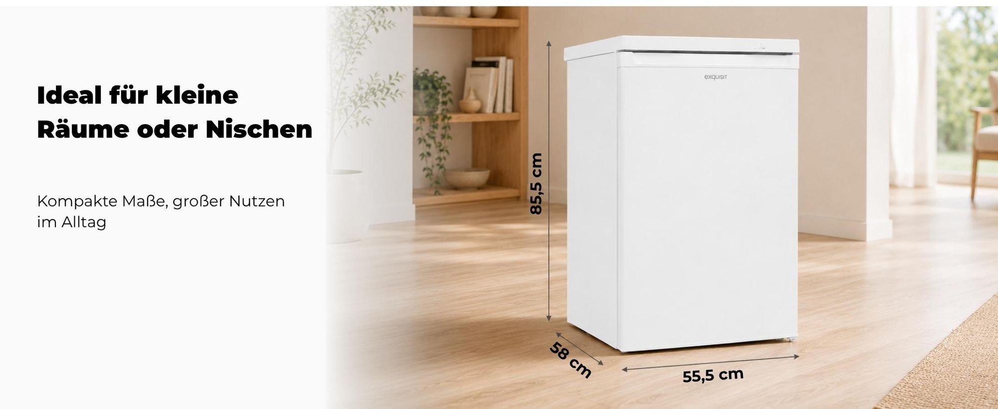 Exquisit Gefrierschrank GS512-040E weiss | 91 l Nutzinhalt | Energieklasse E | 40 dB(A) | 4-Sterne-Gefrierfach | kompakte Bauform