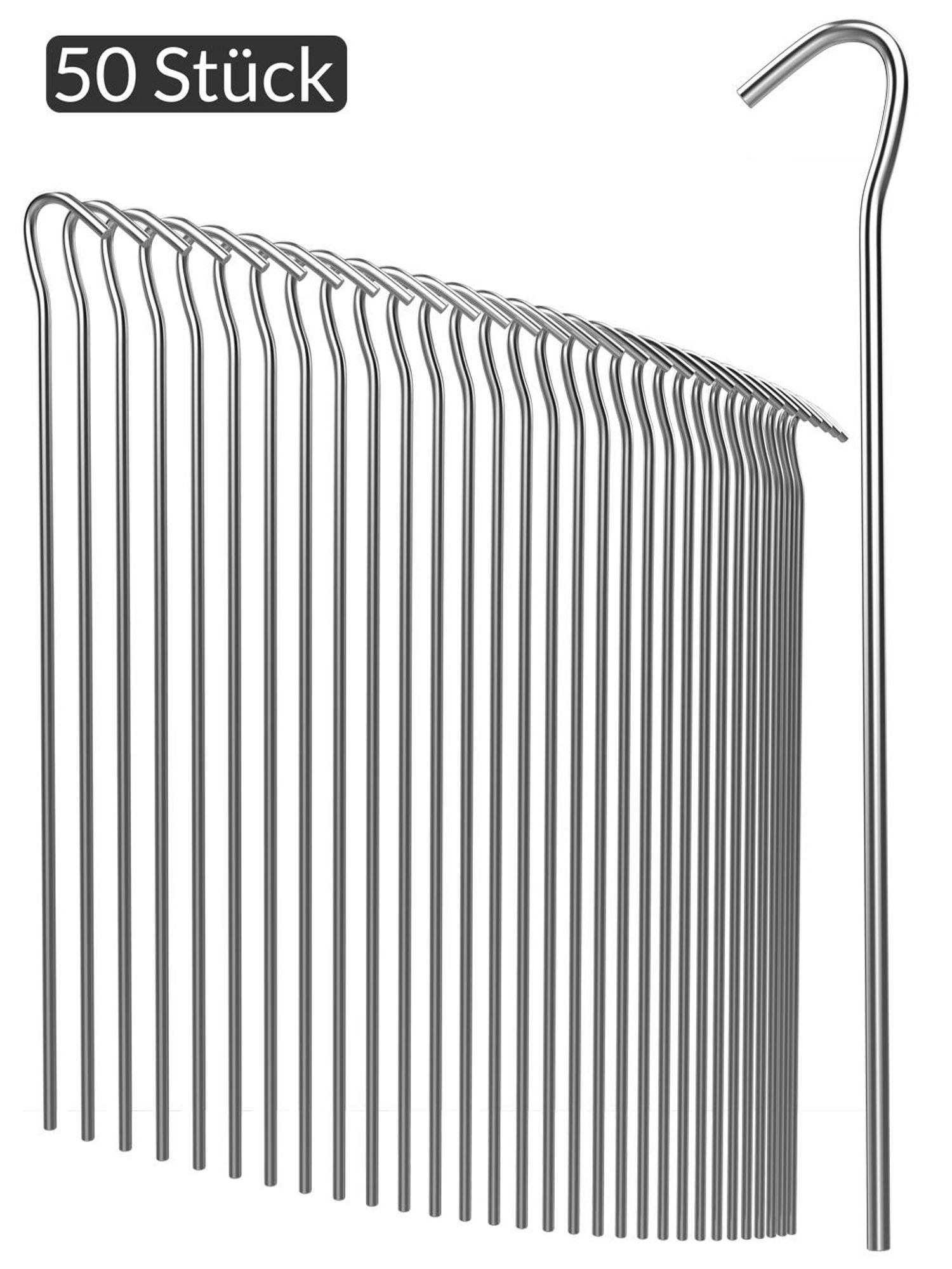 GARDEBRUK 50x Heringe verzinkter Stahl 20 x 3 cm Ø 3,5 mm Unkrautvlies