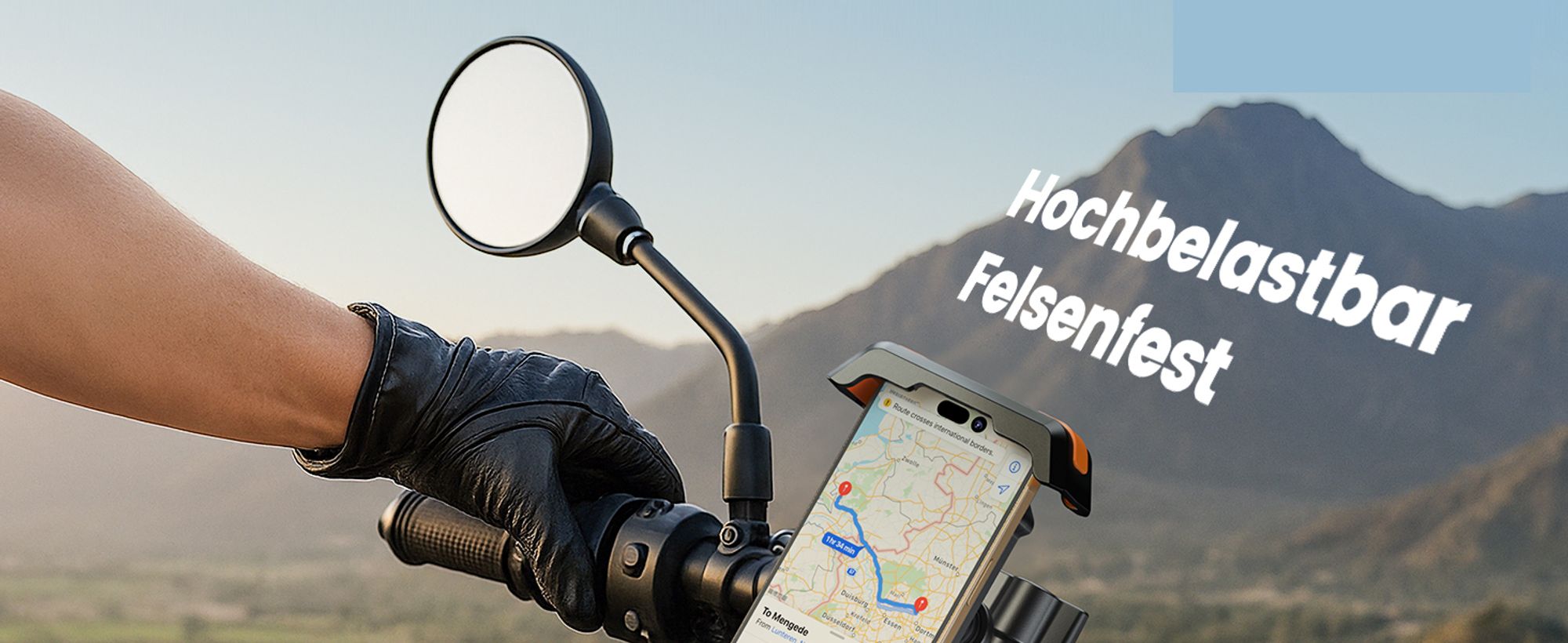 Motorrad Handyhalterung, Universal Handyhalterung Fahrrad Lenker [Doppelt Vibrationsgedämpft +Metallkugelgelenk] -360°drehbar für (4,7-7,2''Halterung
