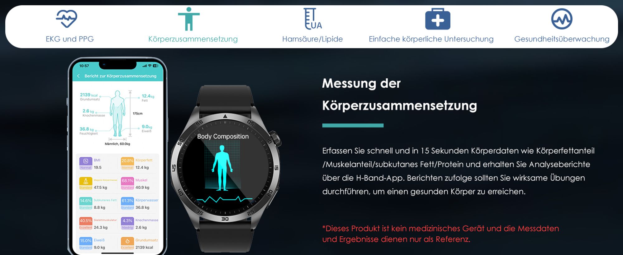 Smartwatch Herren Damen Gesundheitsuhr 1,43 Zoll Smart Watch Always-On Display mit Telefonfunktion, 24-Stunden-Herzfrequenz, Android iOS Wetter