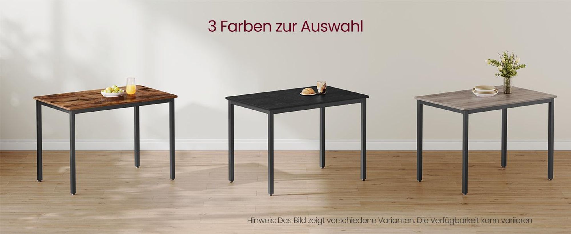 VASAGLE Esstisch Küchentisch Esszimmertisch für 4 Personen ebenholzschwarz