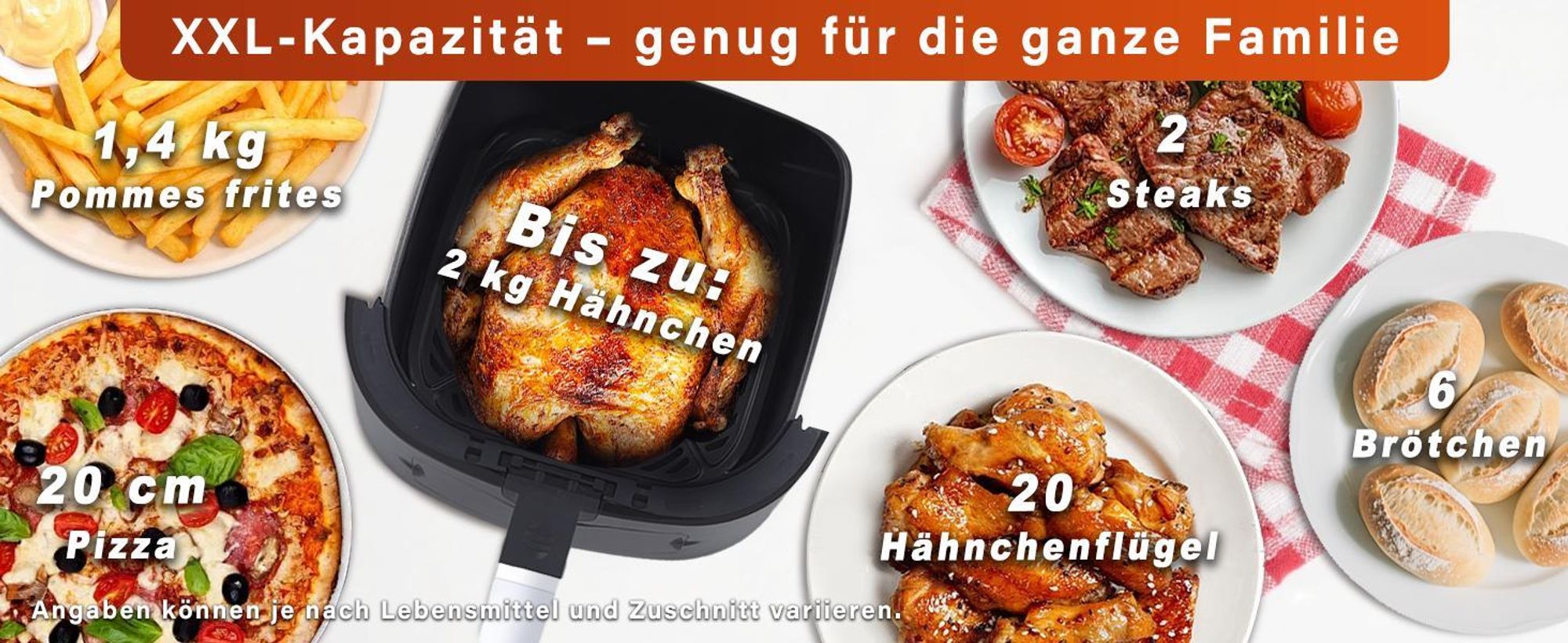 ZMH Heißluftfritteuse xxl 6L Airfryer Schwarz Einzelkorb Sichtfenster 7 Garprogramme 11 Funktionen Timer Touchscreen 10 Backpapier für Familienküche