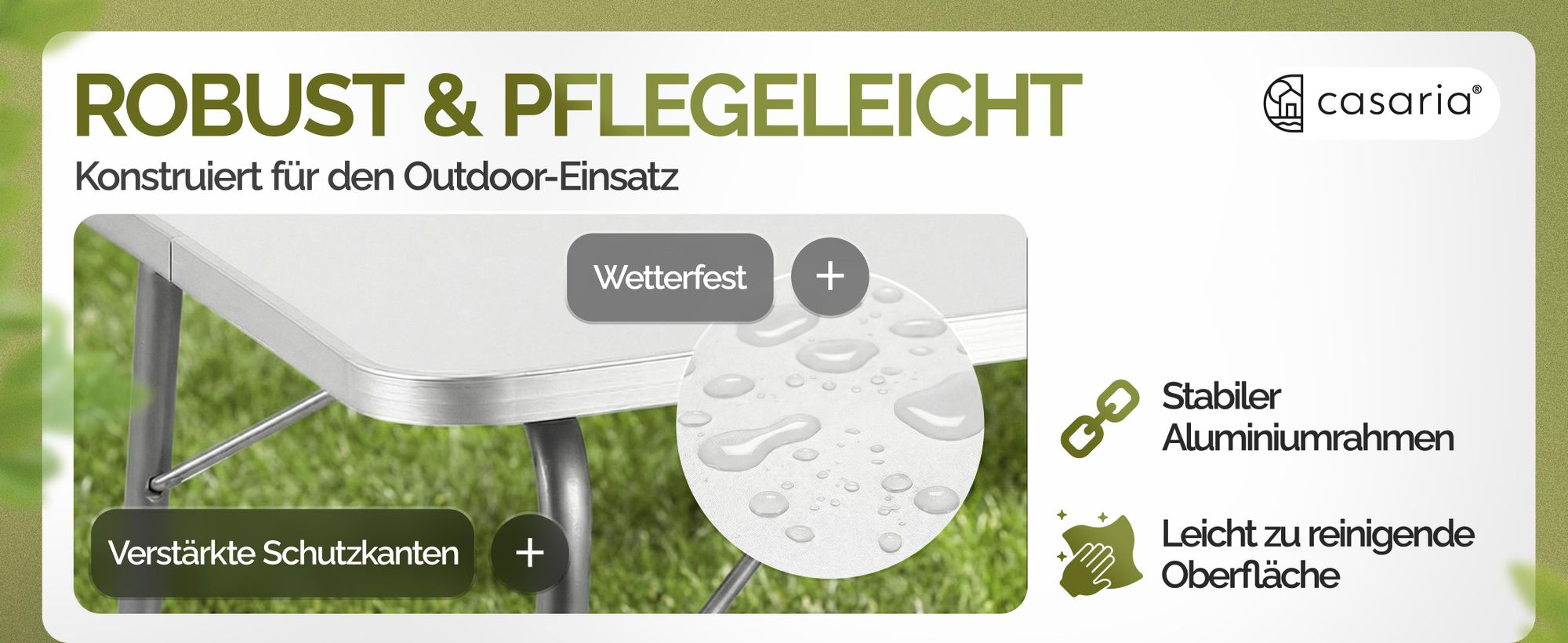 CASARIA Campingtisch Klappbar Weiß