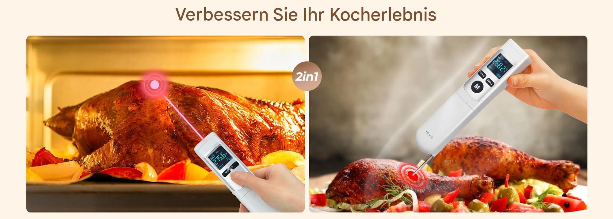 ERICKHILL ROOKPRO 2-in-1 Laser-Thermometer, 12:1 D:S, Grill- und Backsonde
