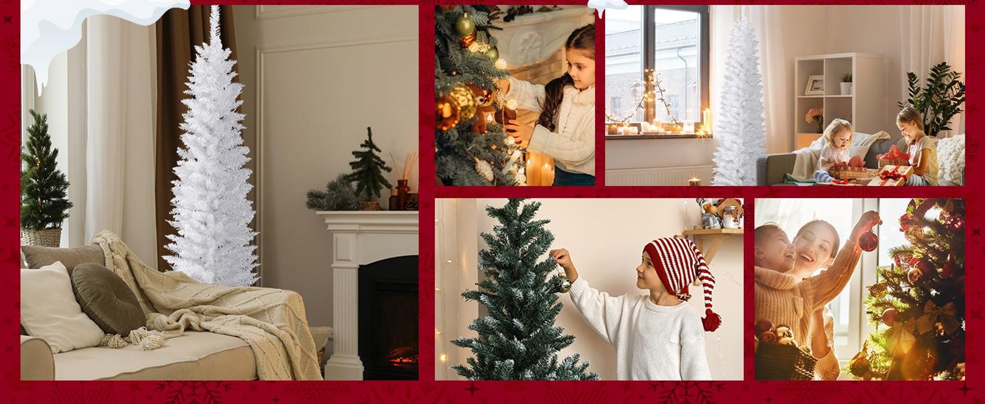 HOMCOM Weihnachtsbaum Tannenbaum mit Kunststoffständer 390 Spitzen Weiß