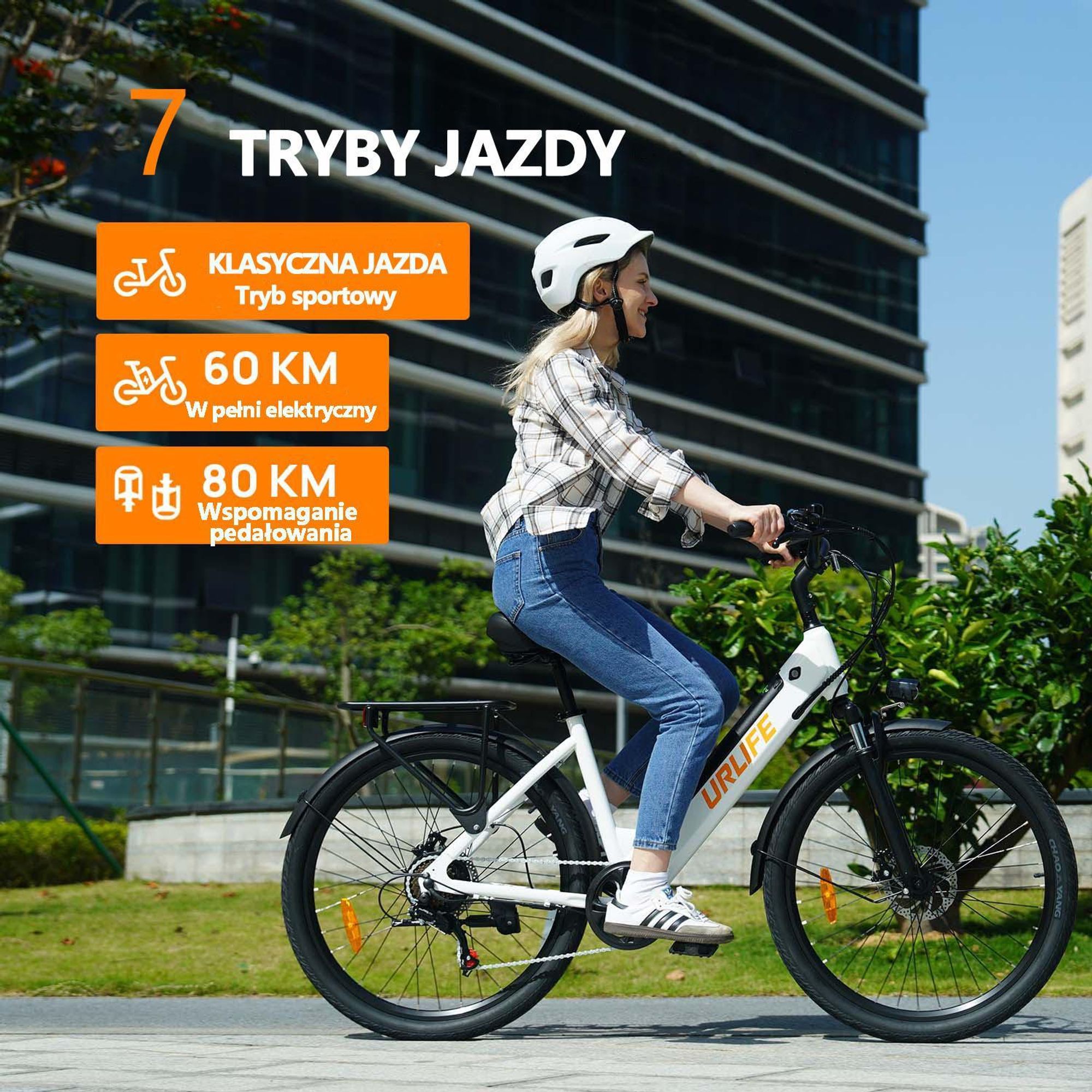Rower Elektryczny URLIFE E26 - silnik 250 W akumulator 48V10.4Ah opony 26 cali hamulce tarczowe - Czarny