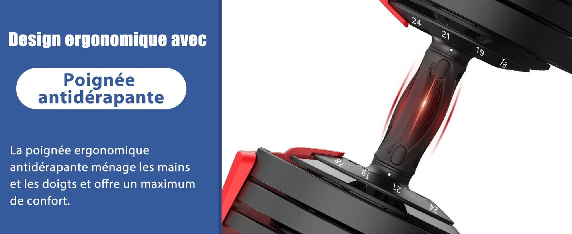 DH FitLife Haltères Réglables 3 à 24 KG, Ensemble 12 en 1 pour Musculation, Poids Variables et Compacts, 1 pièce