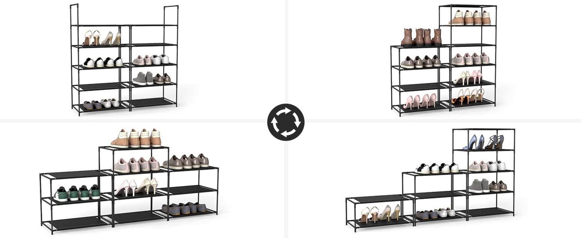 Sekey Schuhregal Schuhschrank mit 10 Ebenen , Schuhständer für 20 Paar Schuhe, Schuhablage für Flur, Wohnzimmer, Eingangsbereich