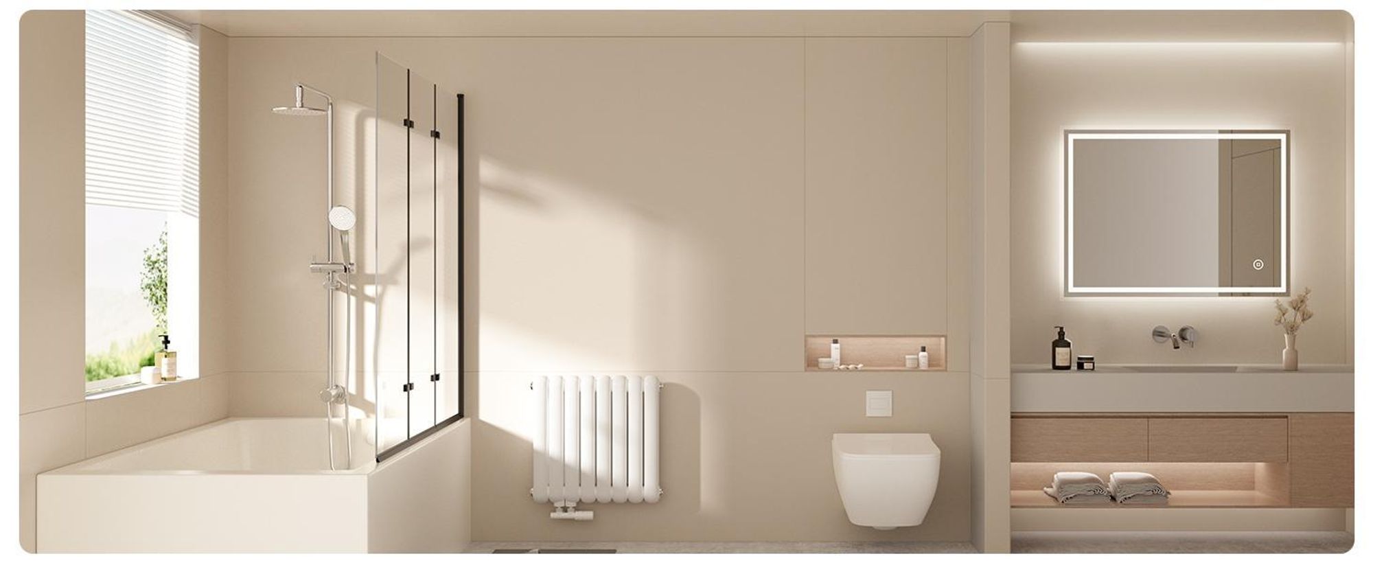 EMKE Duschabtrennung 130 x 140cm Mattschwarzer Rahmen Badewanne Faltwand Nanobeschichtungen ESG Sicherheitsglas Duschwand Glas für Badewannen