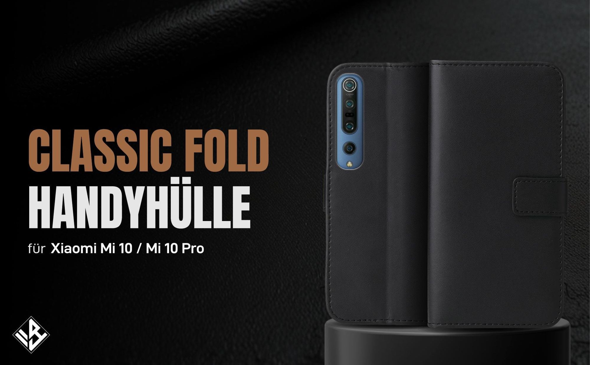 Schwarze Klapphülle für Xiaomi Mi 10 / Mi 10 Pro mit Wallet-Funktion