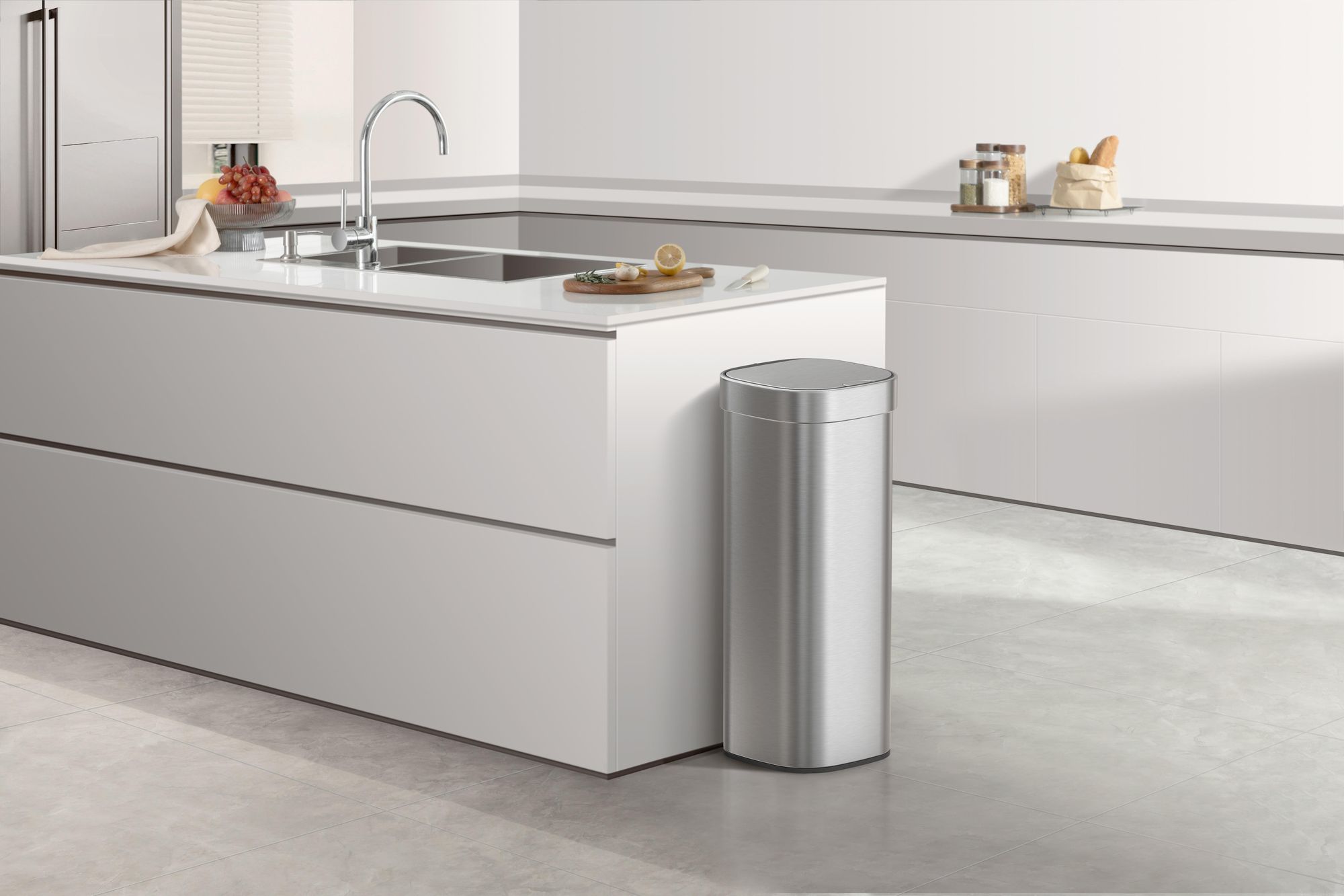 EKO - Loft Touch Top Abfalleimer 40 Liter - Stainless Steel Plastic - Matt Edelstahl