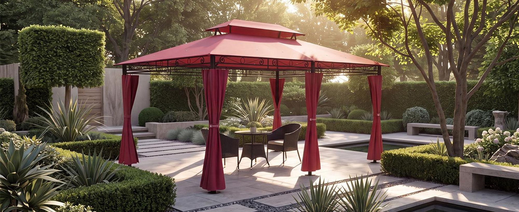 CASARIA Pavillon Topas 3x4 m mit Seitenteilen, Creme