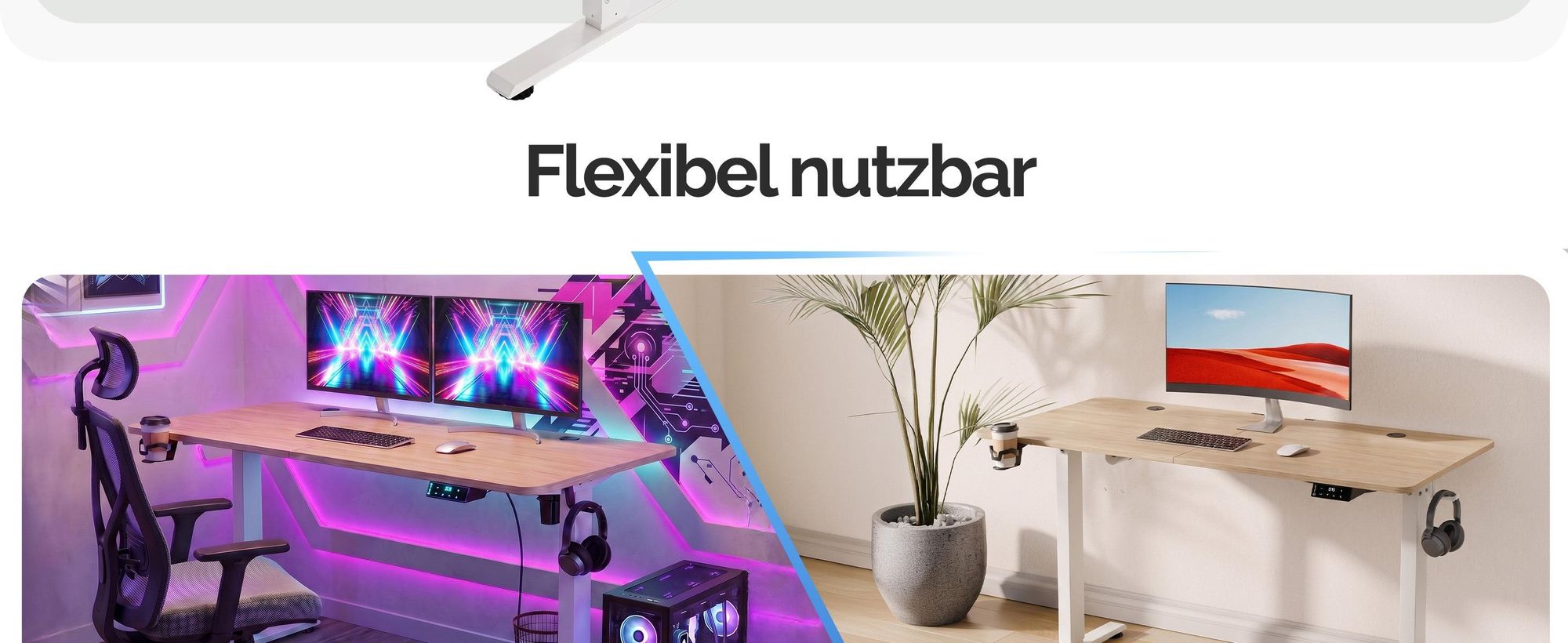 CASARIA® Höhenverstellbarer Schreibtisch 140cm Beige Gestell Tischplatte Gaming Tisch LCD Display Memoryfunktion Elektrisch mit Zubehör Computertisch Büro
