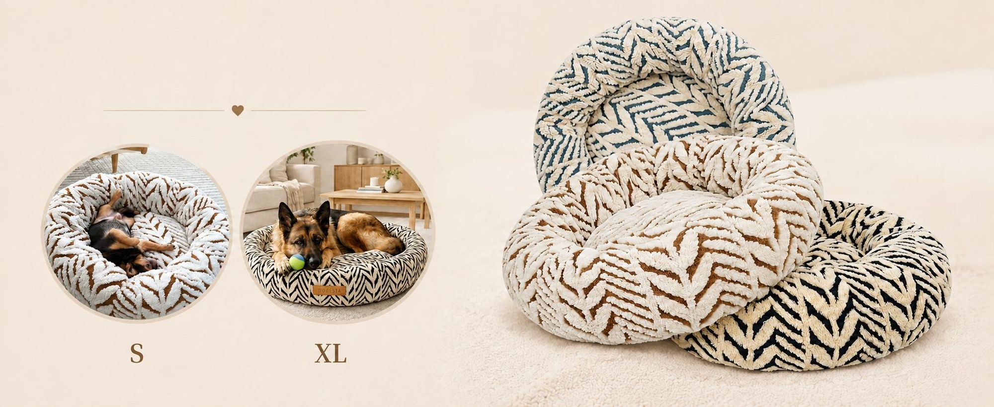 Dogeste RUMI hondenbed XXL, 100 cm, rond, voor grote honden, wasbaar, antislip
