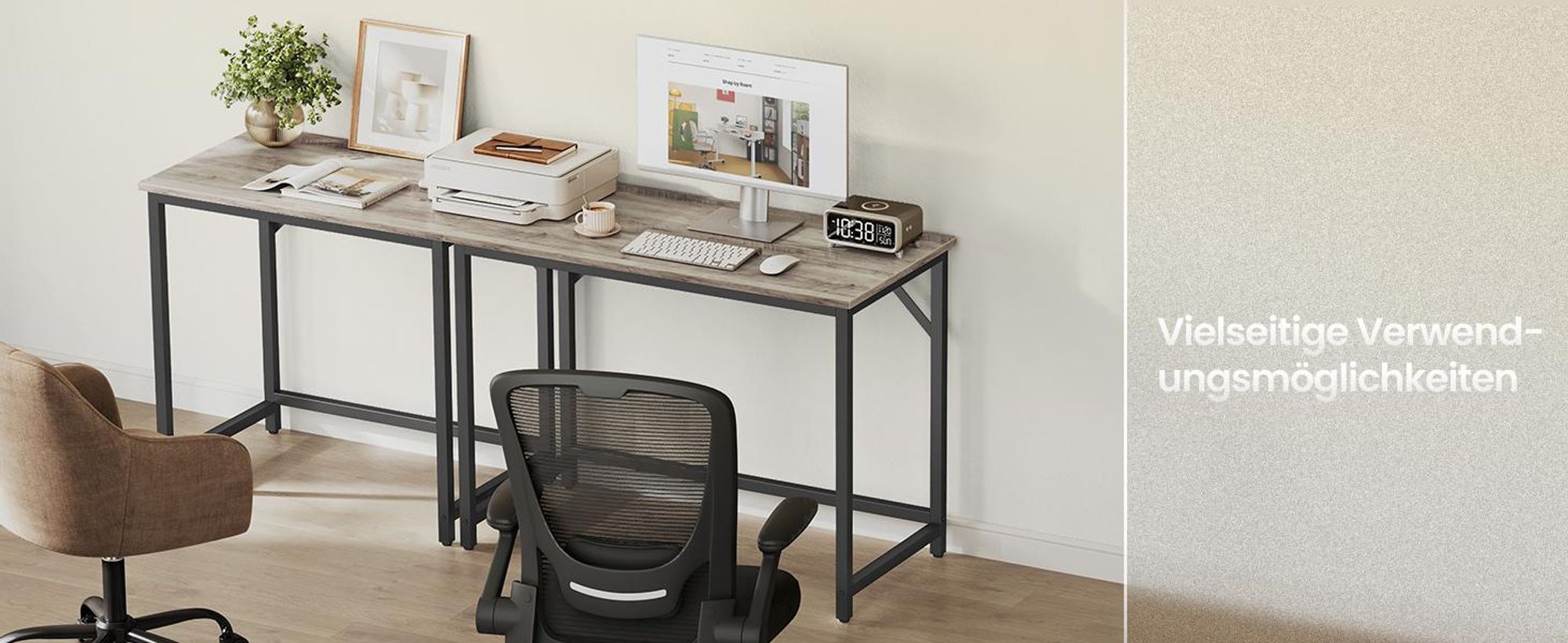 VASAGLE Schreibtisch Computertisc 80x50x75cm schmaler Bürotisch Greige
