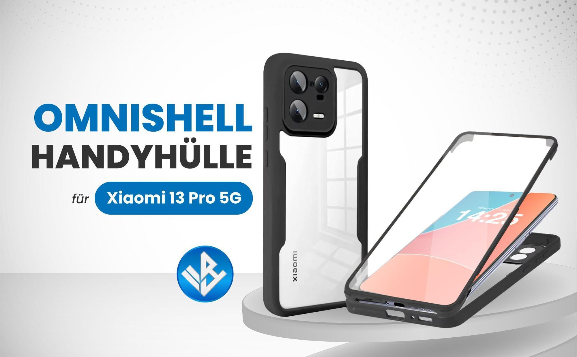 Schwarze 360 Grad Hülle für Xiaomi 13 5G mit Kameraschutz