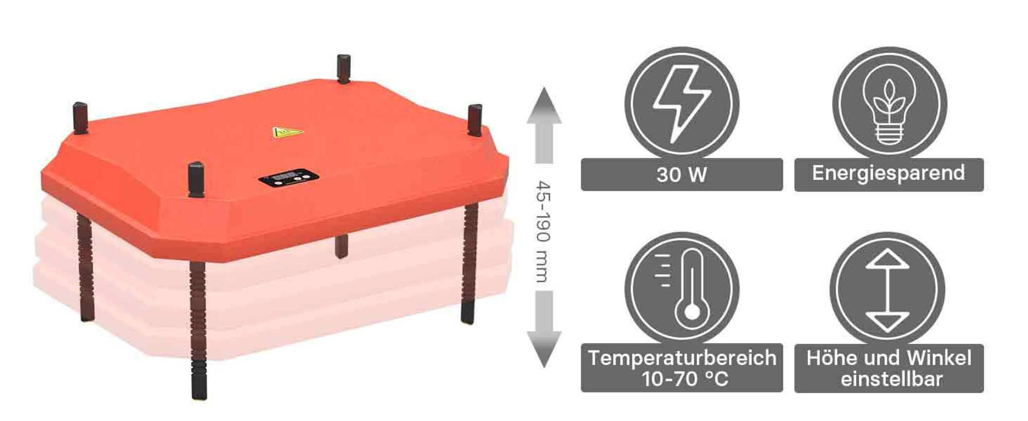 Fudajo 30x40cm Küken-Wärmeplatte mit Temperaturregler 30W Heizplatte für 25-30 Küken für Kunstbrut